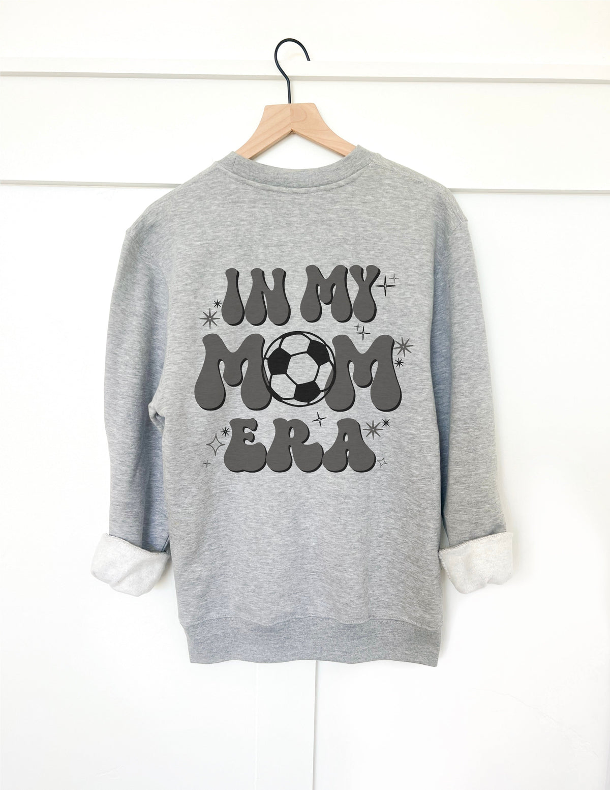 In my soccer mom era back print basic sweatshirt Sports collection Gildan 18000 sweatshirt 