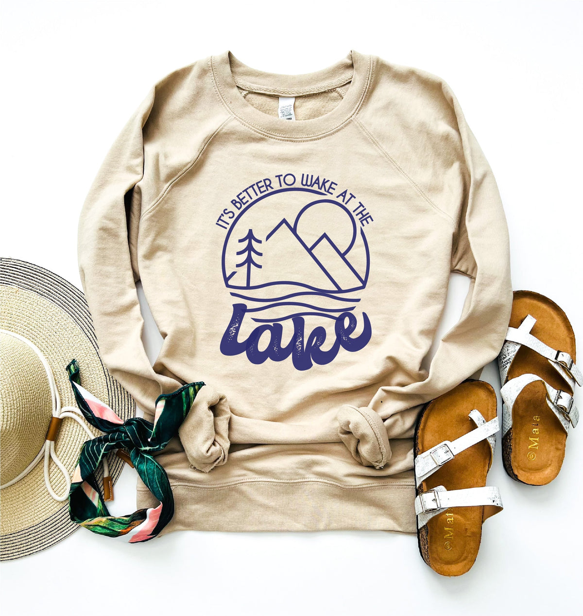 It&#39;s better to wake at the lake french terry sweatshirt Lake French Terry raglan Independent Trading French Terry raglan 