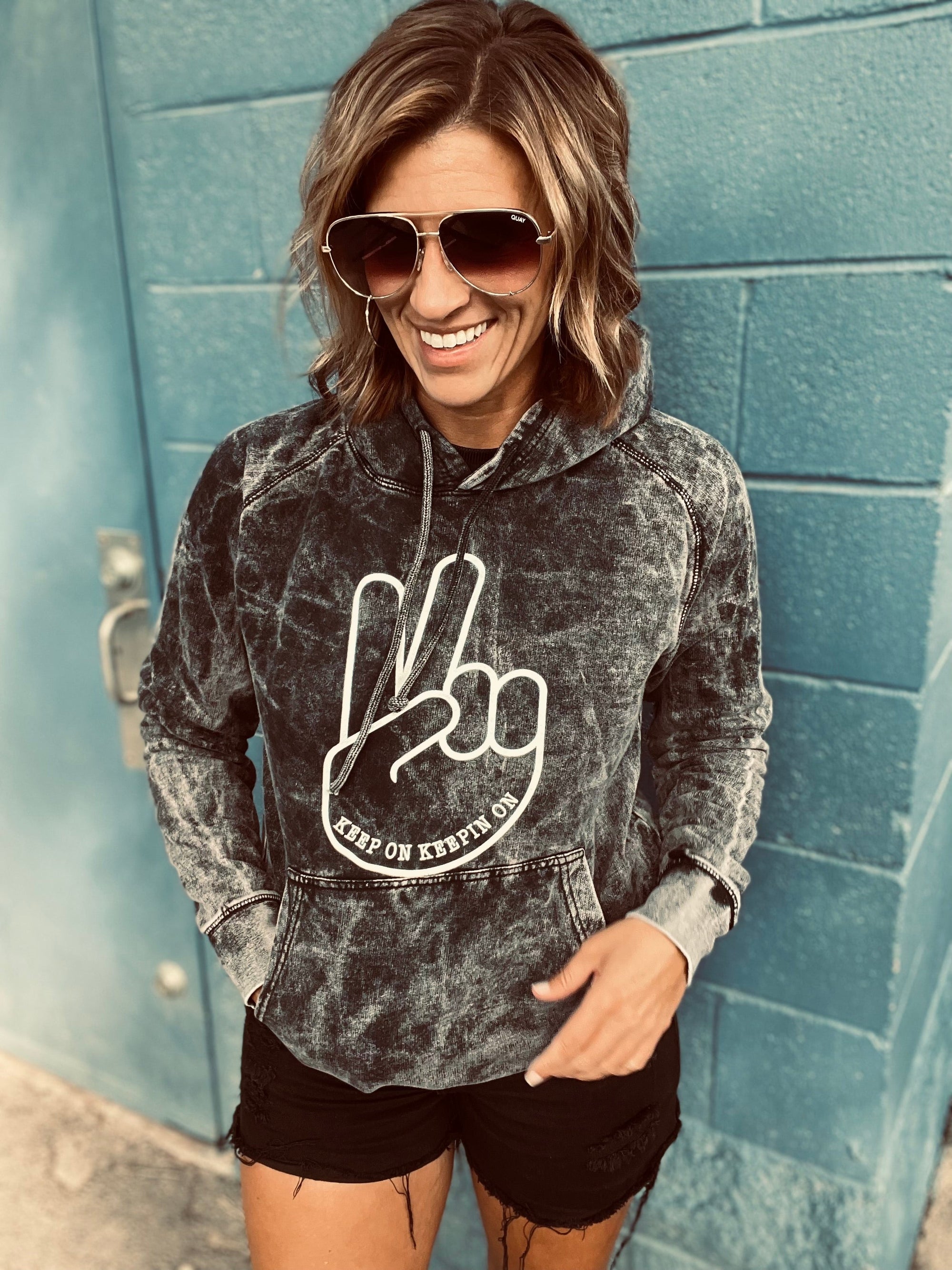 Keep on keepin on vintage wash hoodie Edgy hoodie Lane Seven vintage hoodie 