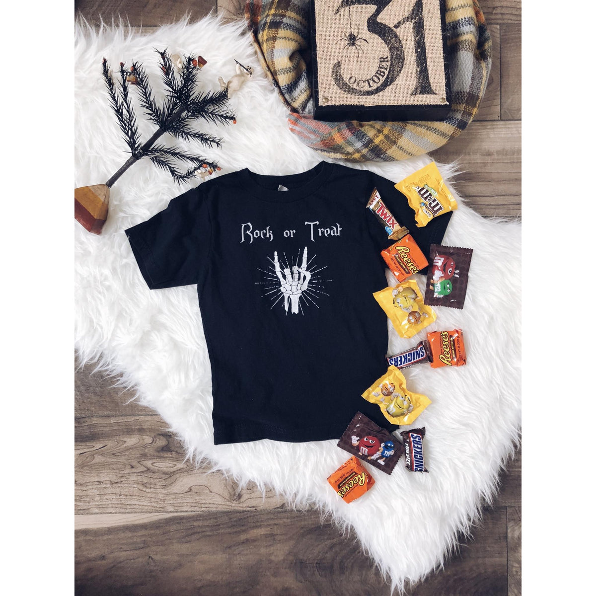 Kids Rock or treat tee Kids short sleeve halloween tee Next Level 3310 kids tee black 