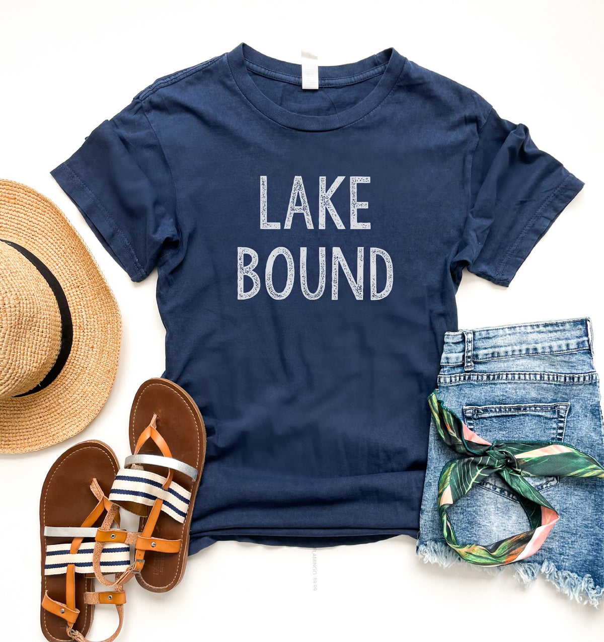 Lake bound tee Short sleeve lake tee Bella Canvas 3001 heather navy 