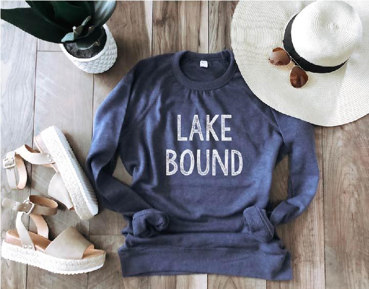 Lake bound- white font french terry raglan Lake French Terry raglan Cotton heritage French Terry raglan XS Heather navy 