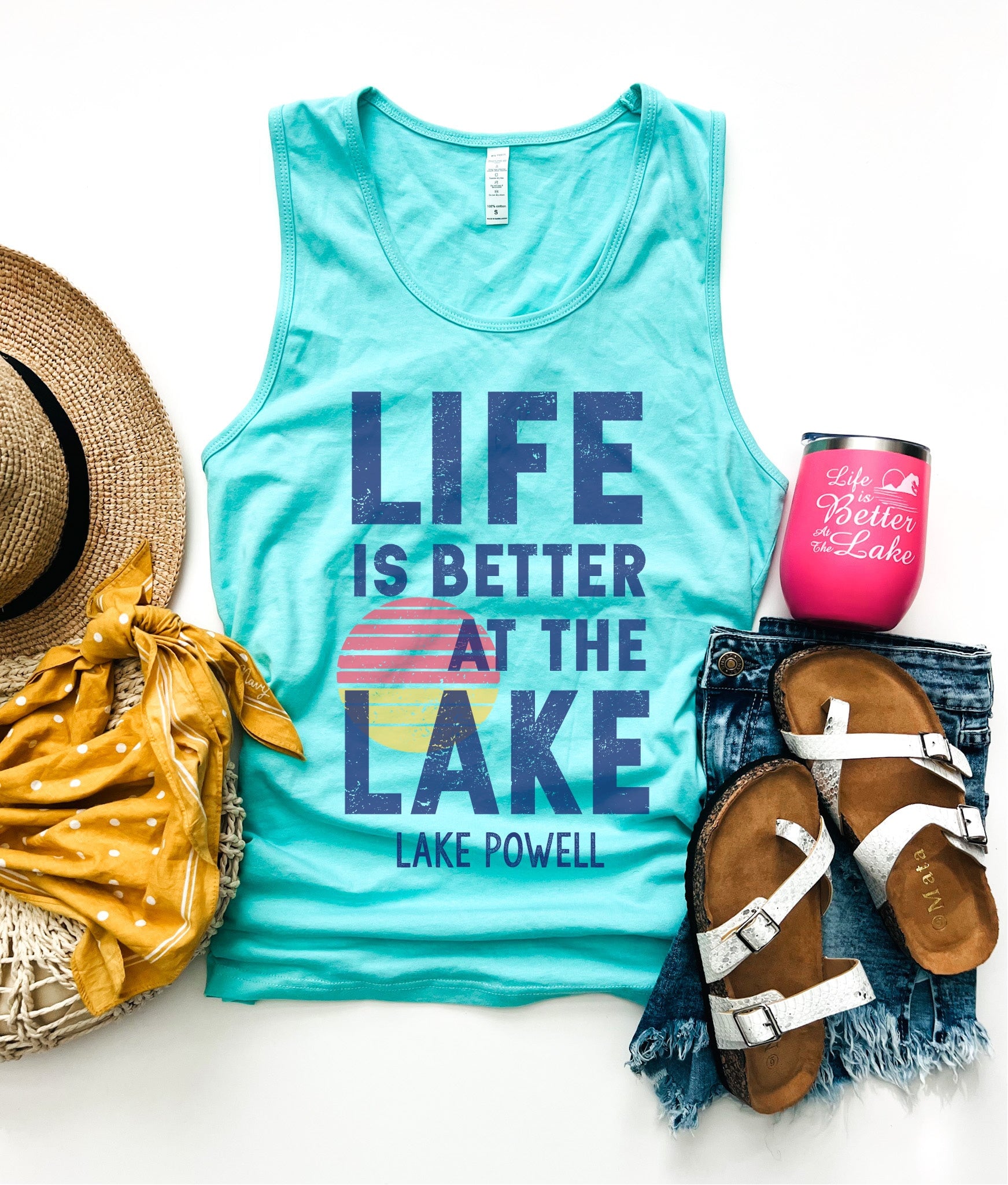 Lake Powell Life is better at the lake unisex tank Miscellaneous tank Cotton heritage mc1790- Silver is Bella 3480 