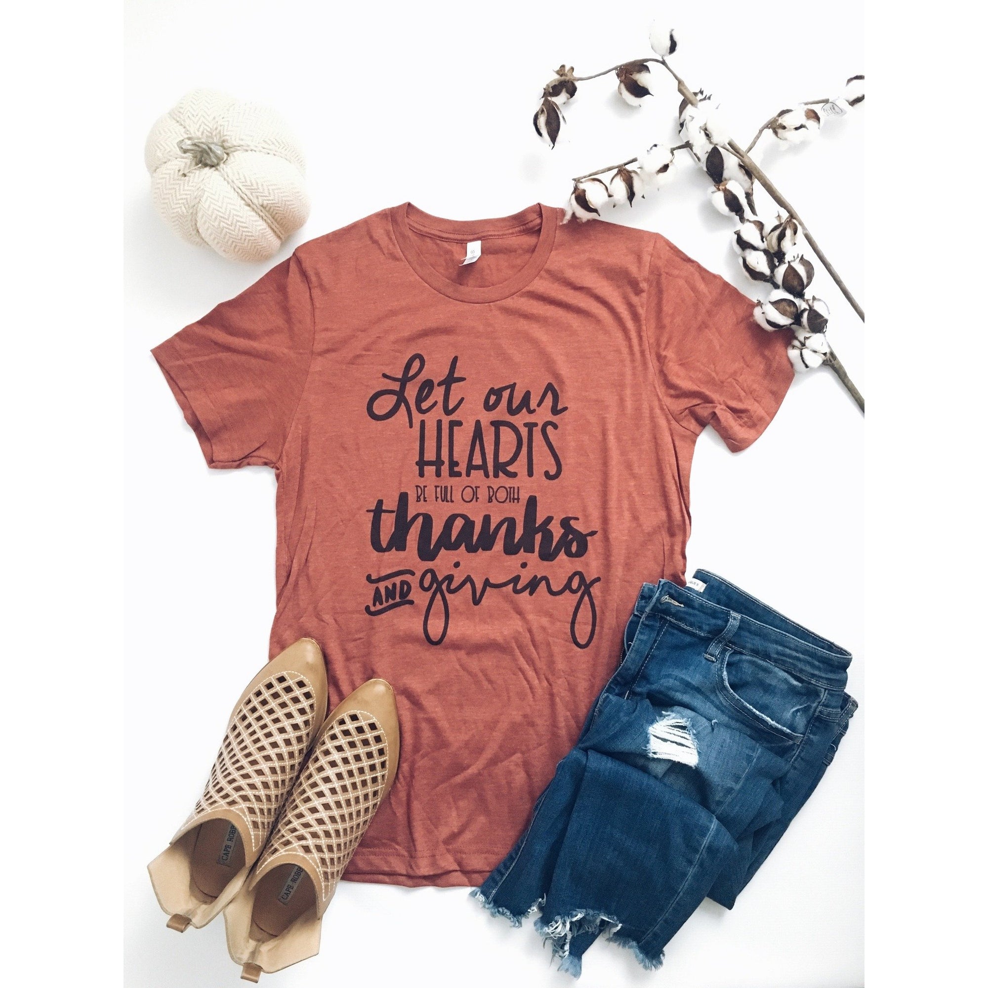 Let our hearts tee Bella canvas 3001 heather clay 