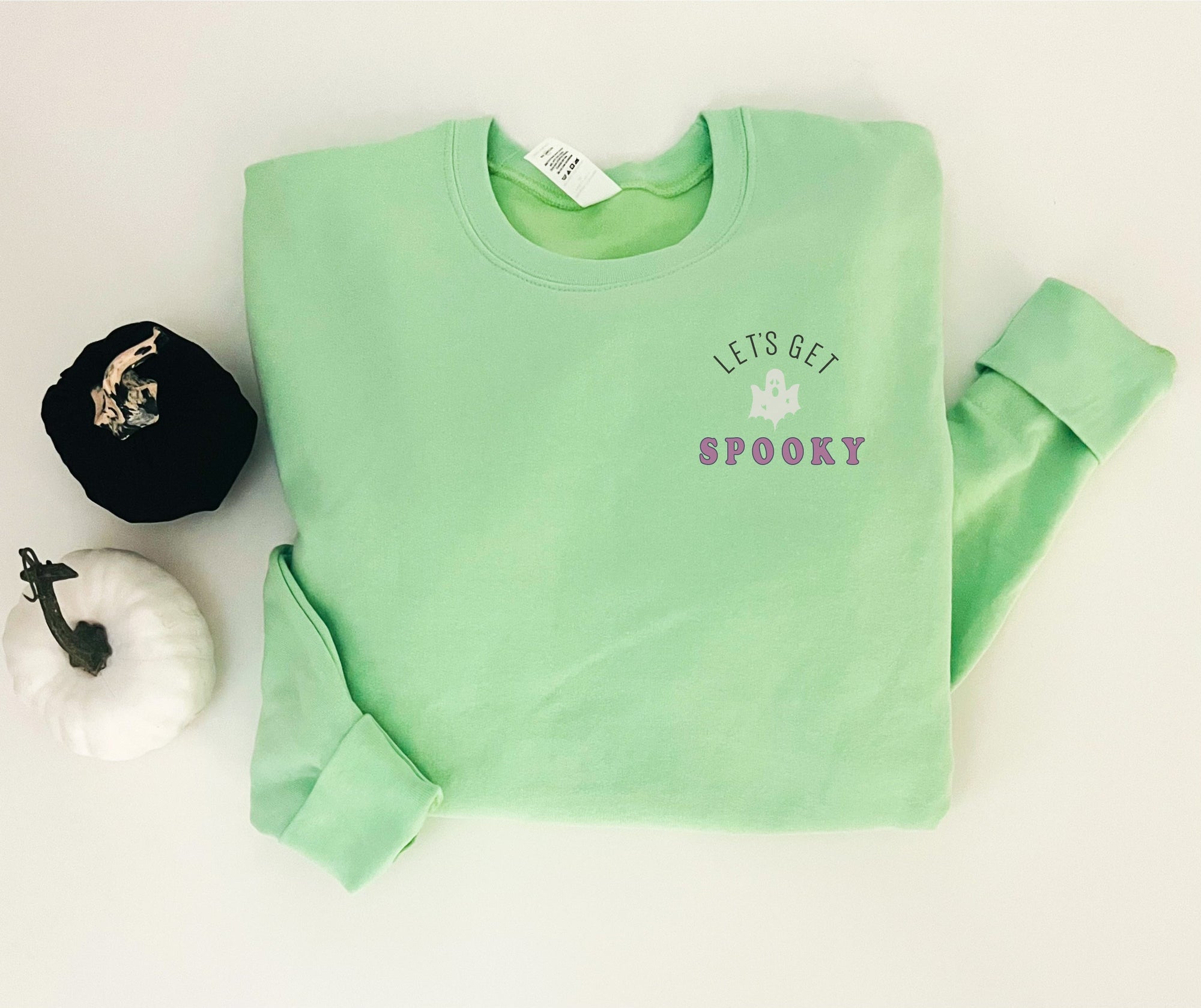 Let’s get spooky fleece sweatshirt Halloween sweatshirt Tultex fleece 340 Cantaloupe XS Lavender 