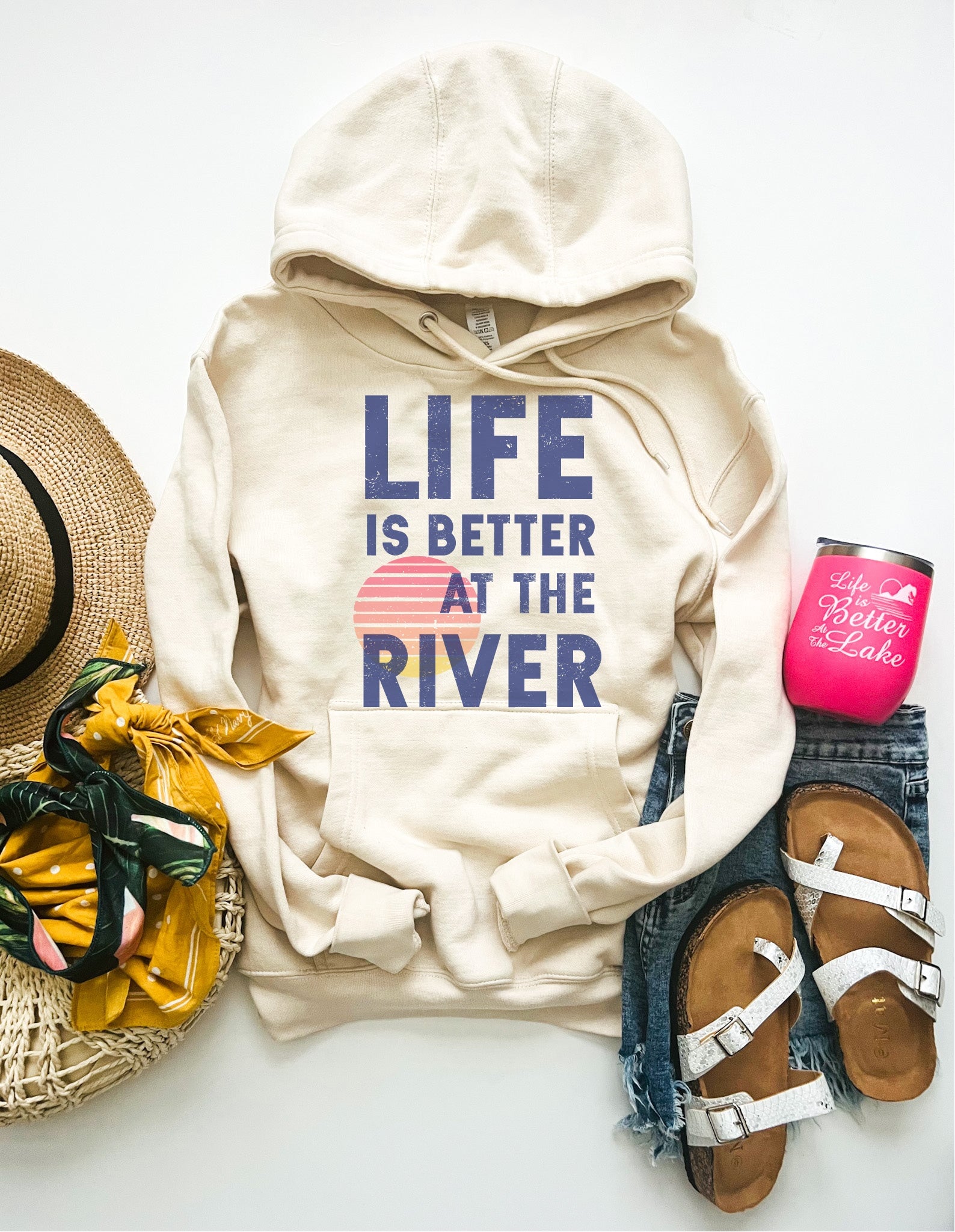 Life is better at the river fleece hoodie Adventure hoodie Lane seven fleece hoodie 