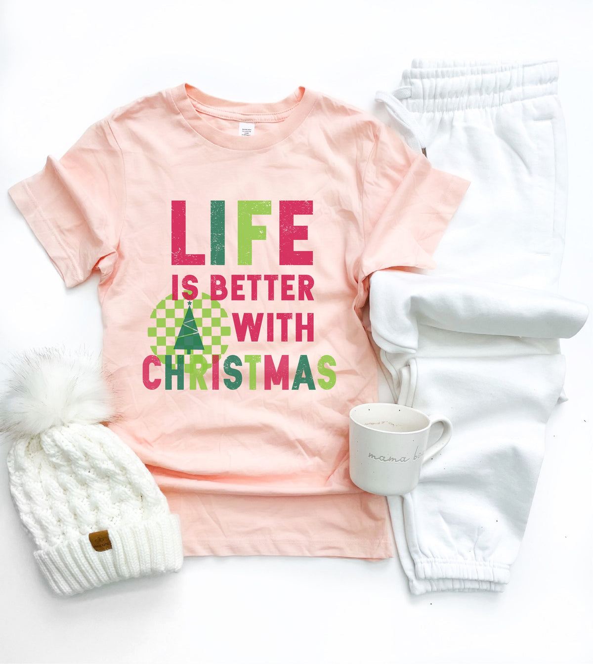 Life is better with Christmas tee Short sleeve holiday tee Lane seven premium tee 