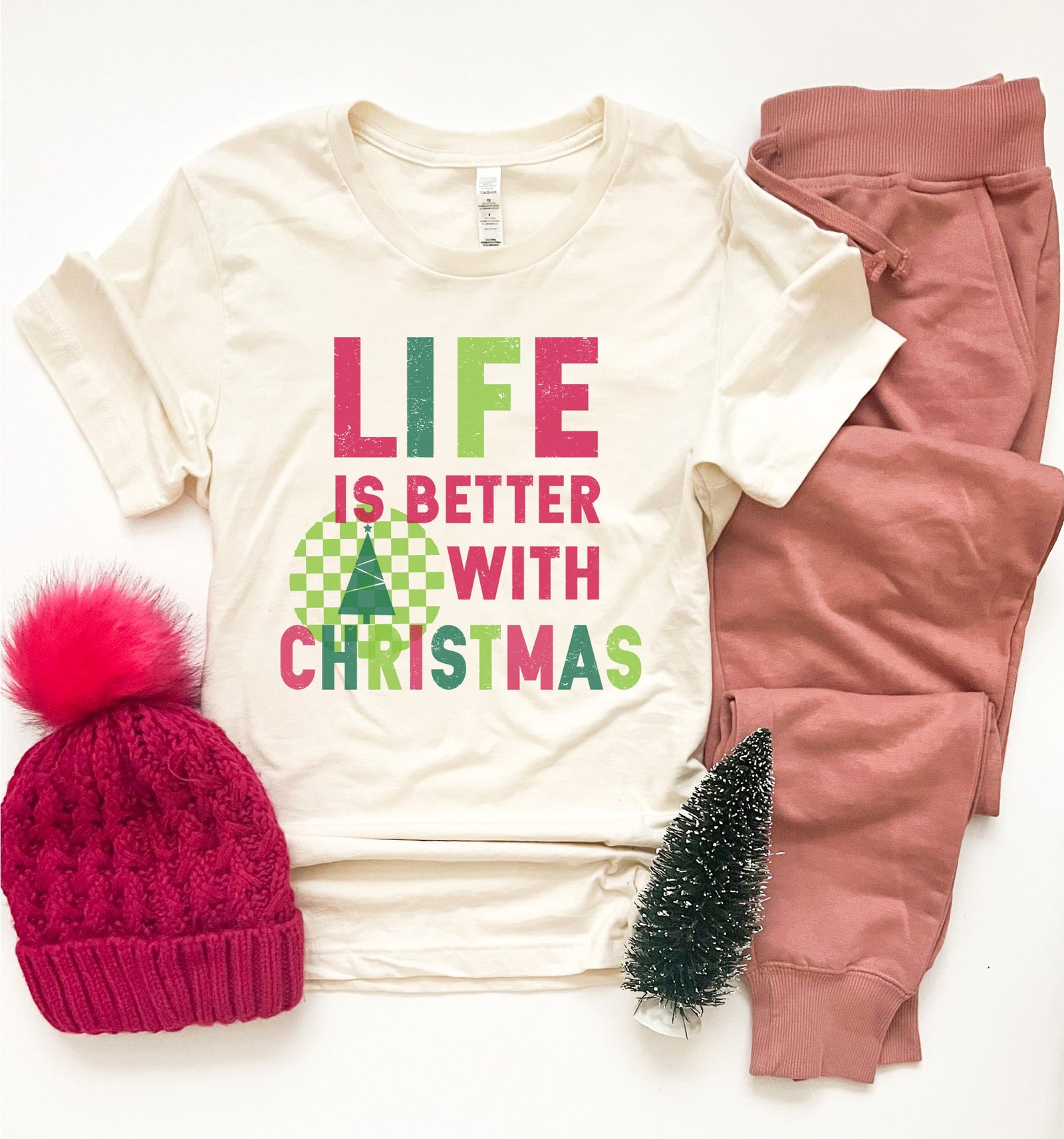 Life is better with Christmas tee Short sleeve holiday tee Lane seven premium tee 