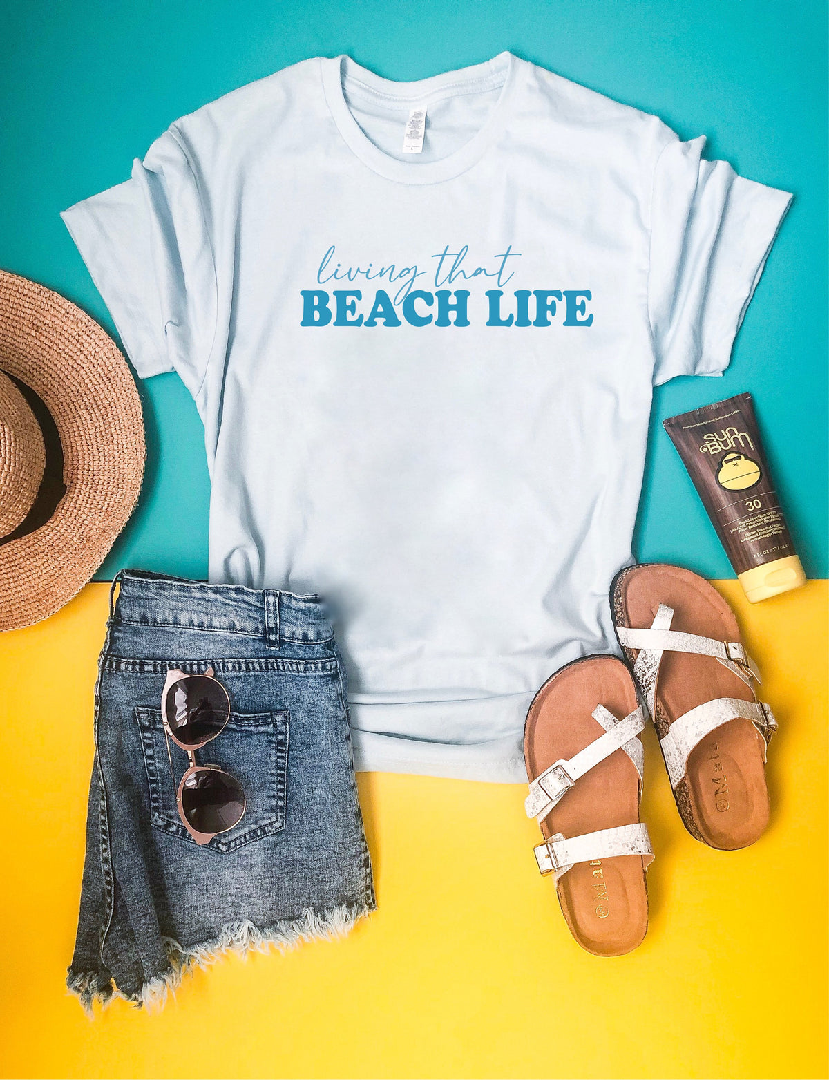 Living that beach life tee Short sleeve summer tee Bella Canvas 3001 