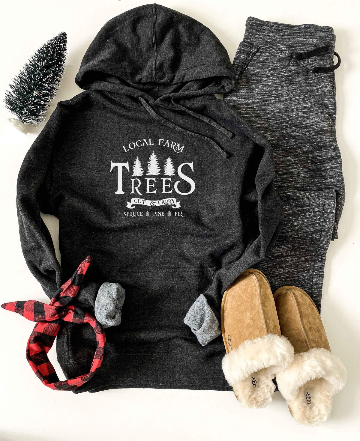 Local farm trees french terry hoodie Holiday hoodie lane seven french terry hoodie 