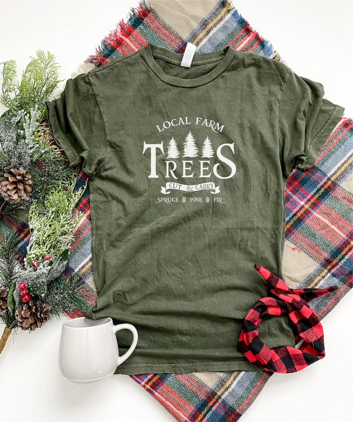 Local farm trees vintage wash tee Short sleeve holiday tee Lane Seven vintage tee 