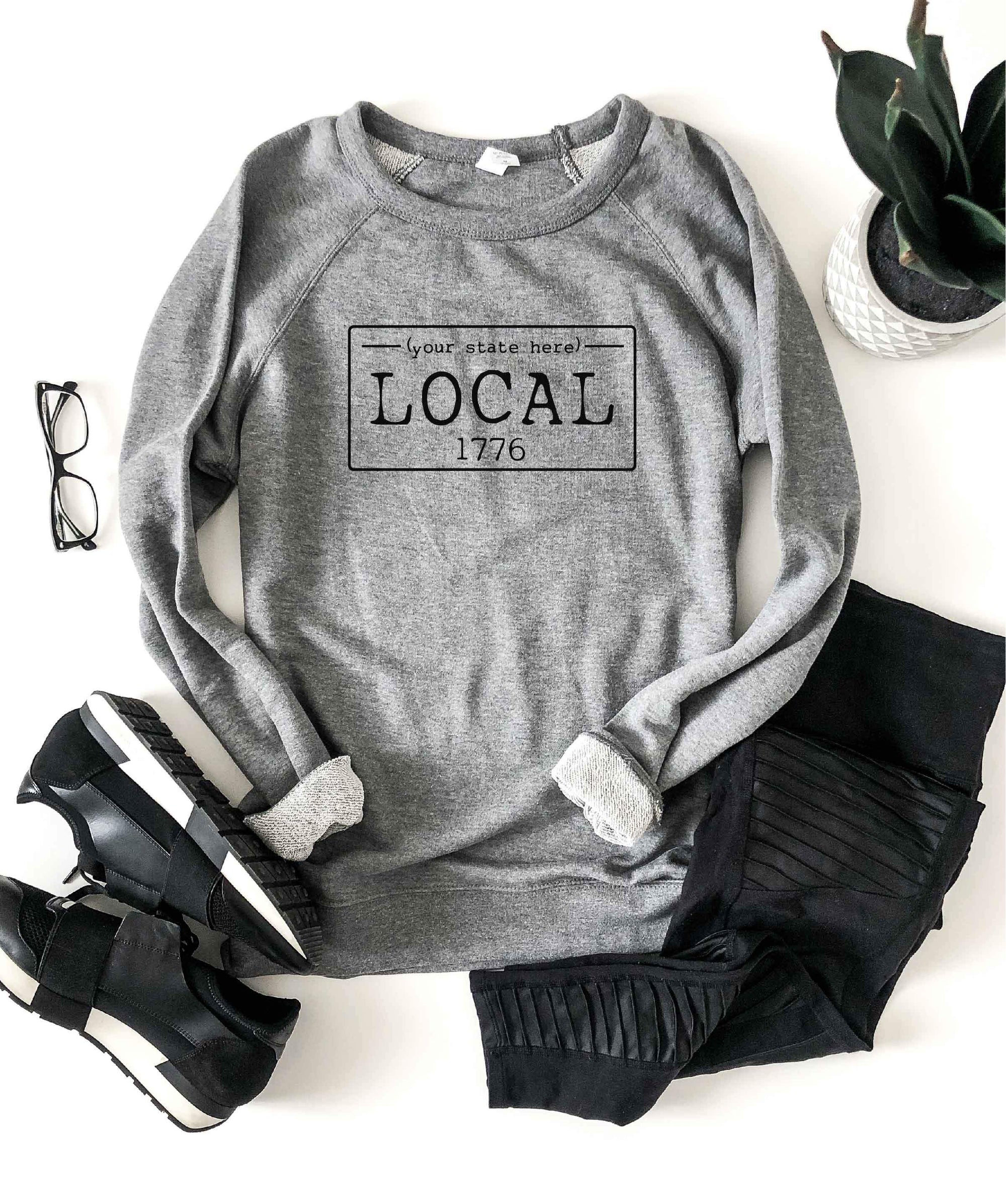 Local license french terry raglan sweatshirt- Tennessee,Texas,Utah,Vermont,Virginia,Washington,West Virginia,Wisconsin,Wyoming State French Terry raglan Lane seven and cotton heritage French Terry raglans S Tennessee Heather Grey