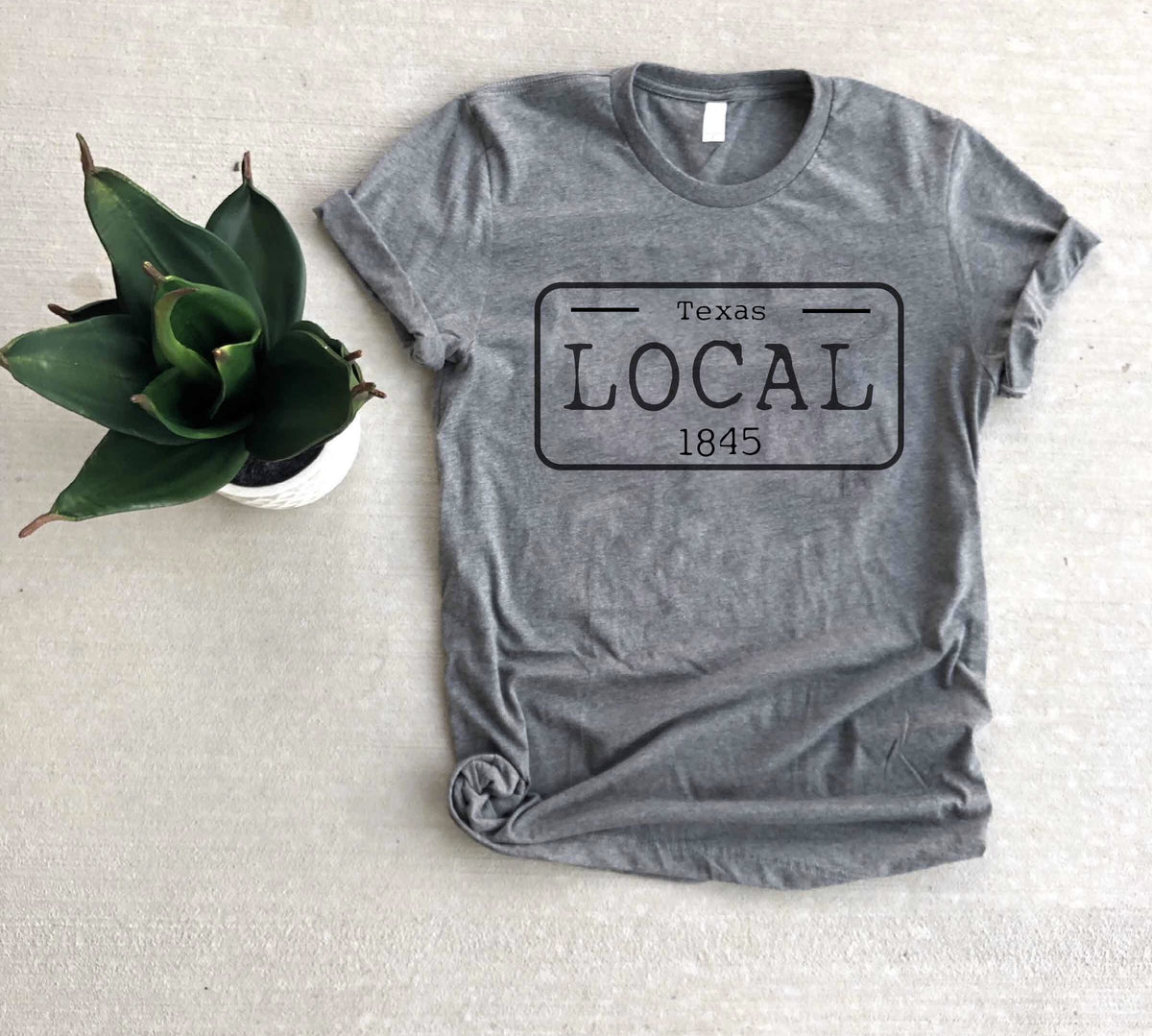 Local license plate state tee- O-T Short sleeve state tee Bella Canvas 3001 natural and deep heather 