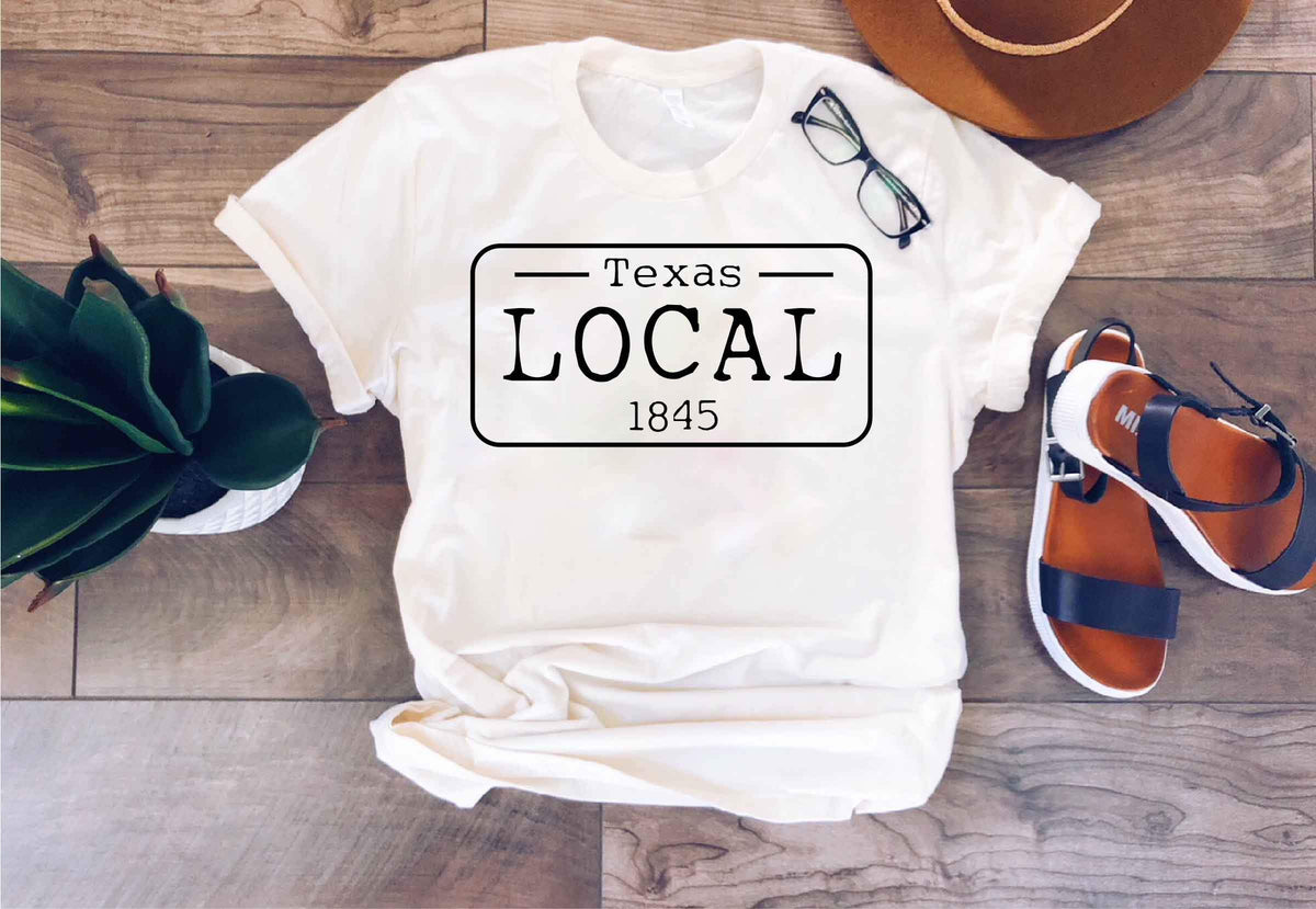 Local license plate state tee- O-T Short sleeve state tee Bella Canvas 3001 natural and deep heather 