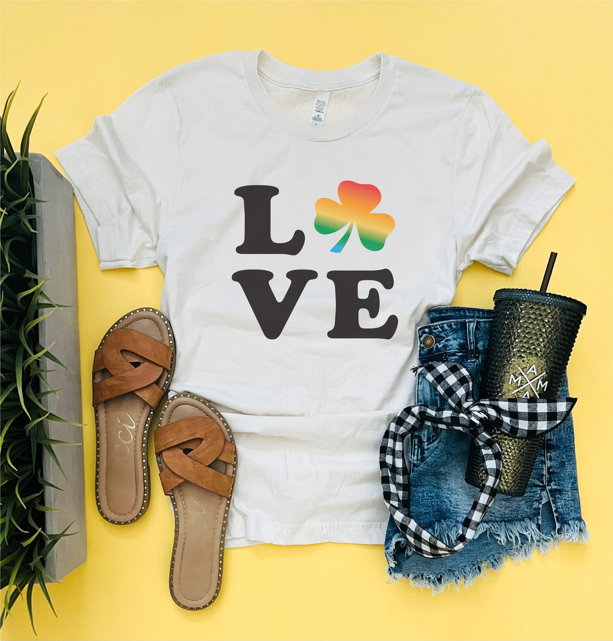 Love shamrock tee Short sleeve St patty day tee Bella canvas 3001 