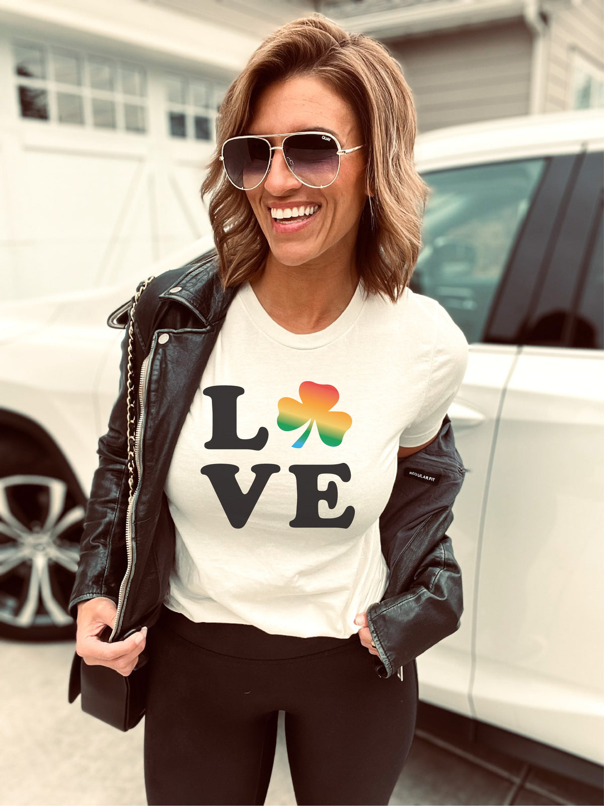 Love shamrock tee Short sleeve St patty day tee Bella canvas 3001 