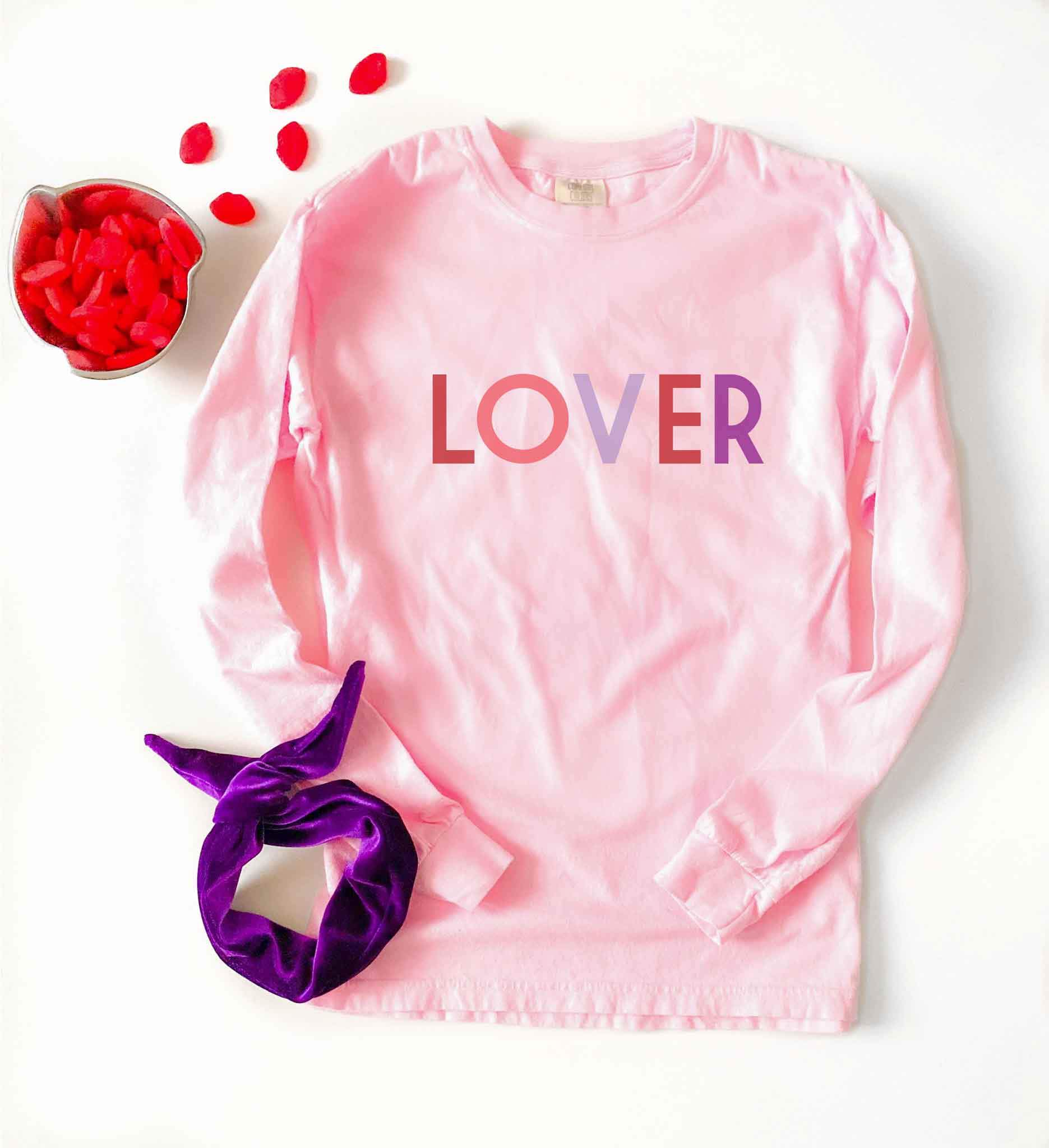 Lover long sleeve tee Long sleeve valentines day tee Comfort colors long sleeve pink blossom 