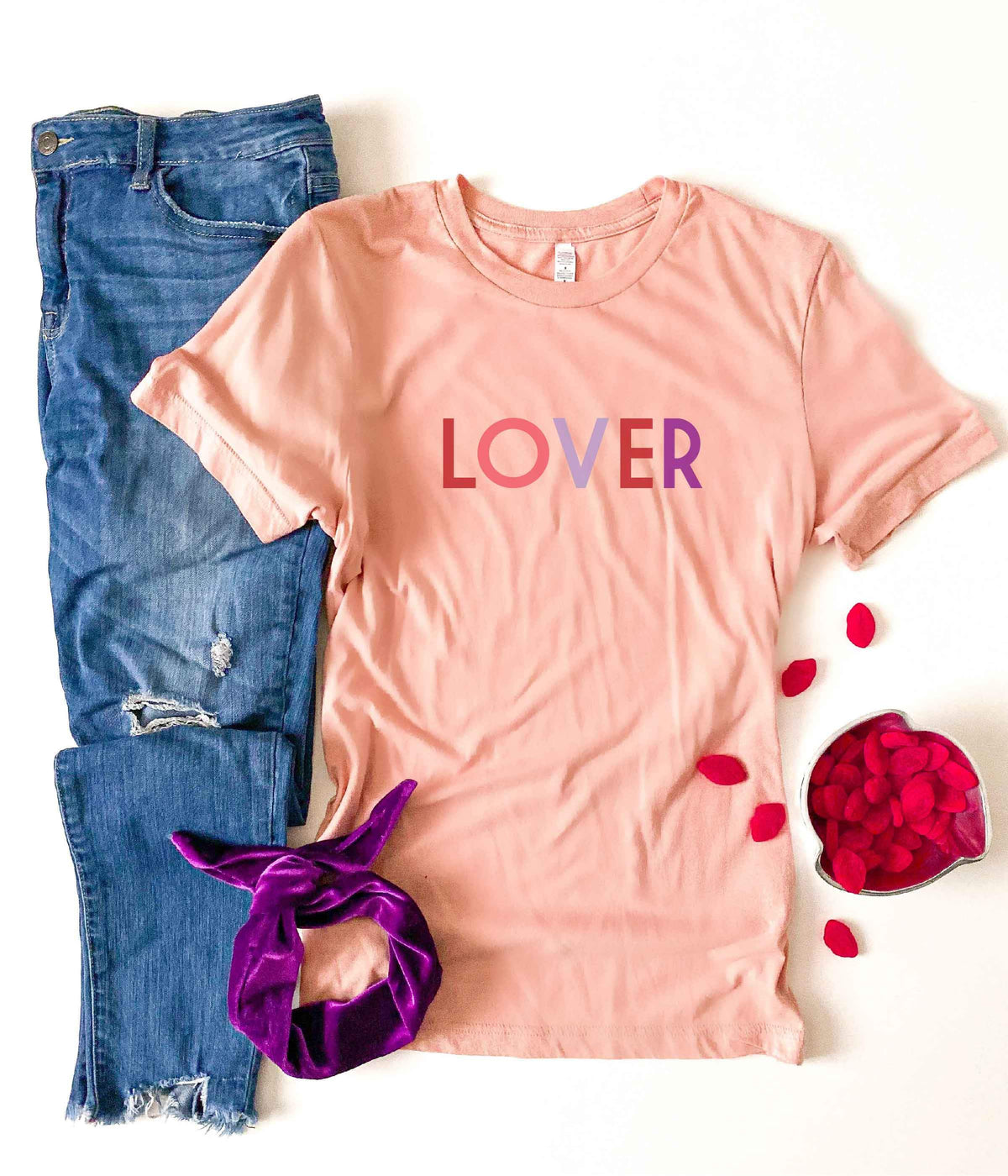 Lover tee Short sleeve valentines day tee Bella canvas 3001 heather red 