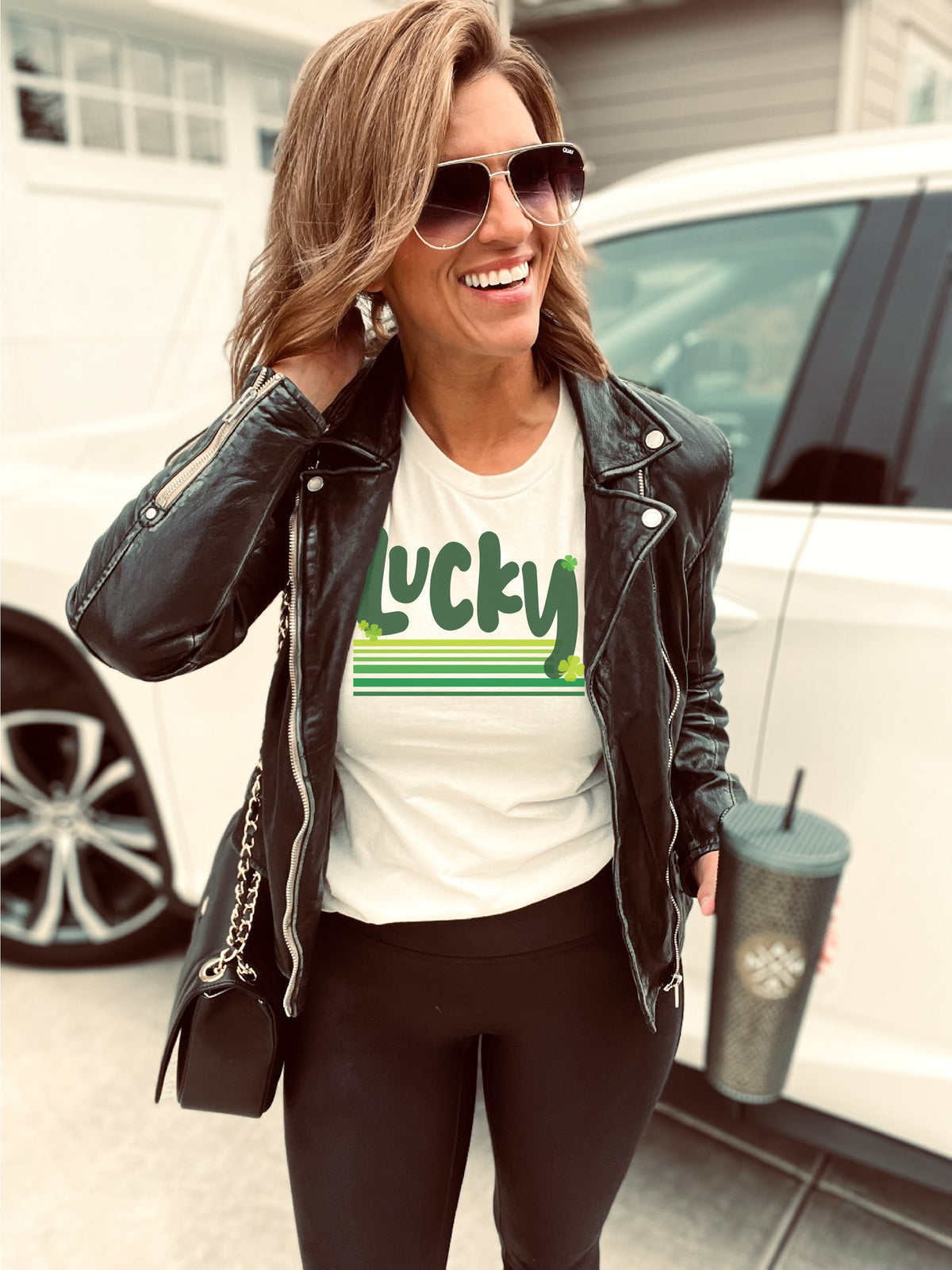 Lucky stripes tee Short sleeve St patty day tee Bella canvas 3001 mint 