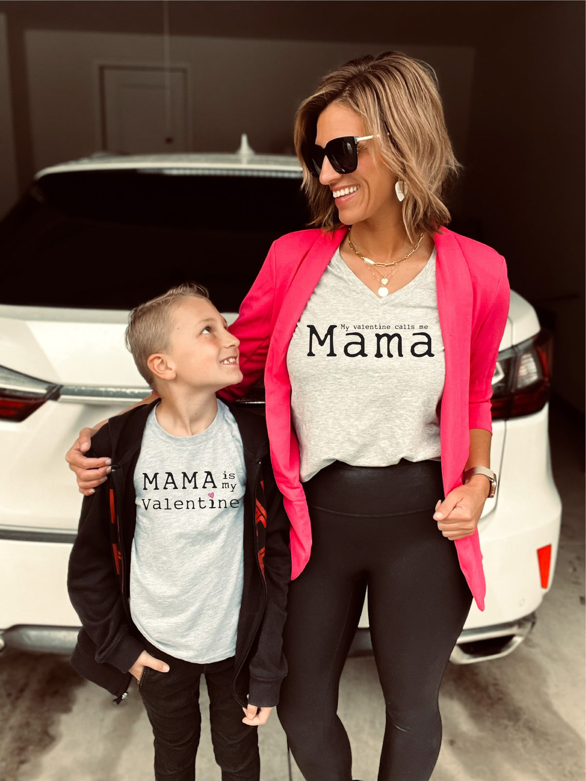 Mama is my valentine kids tee Kids Short sleeve valentines tee Next Level 3310 kids tee heather grey 