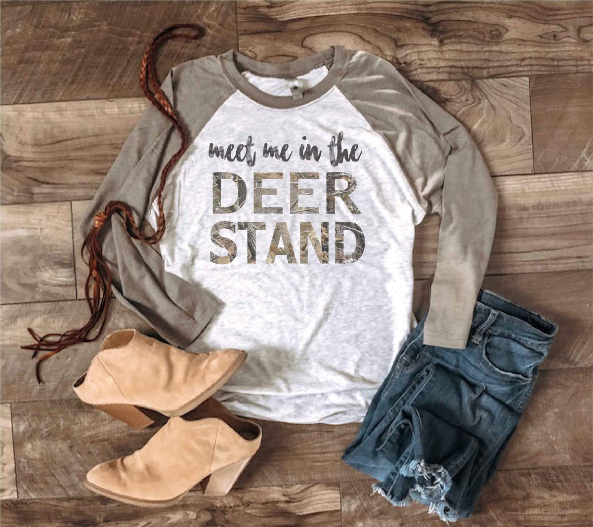 Meet me in the deer stand- Venetian grey tri-blend Hunting baseball tee Next level 6051 Venetian grey 