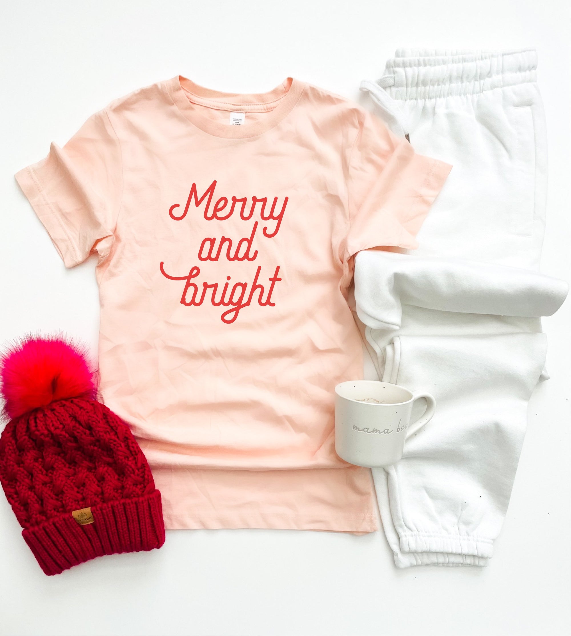 Merry and bright tee Short sleeve holiday tee Lane seven premium tee 