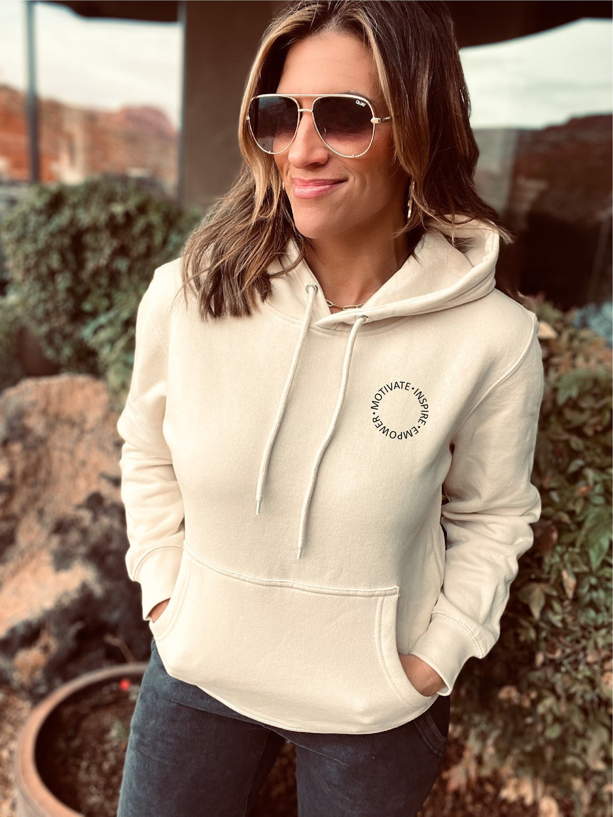 Motivate, inspire, empower fleece hoodie Affirmation collection Lane seven fleece hoodie 