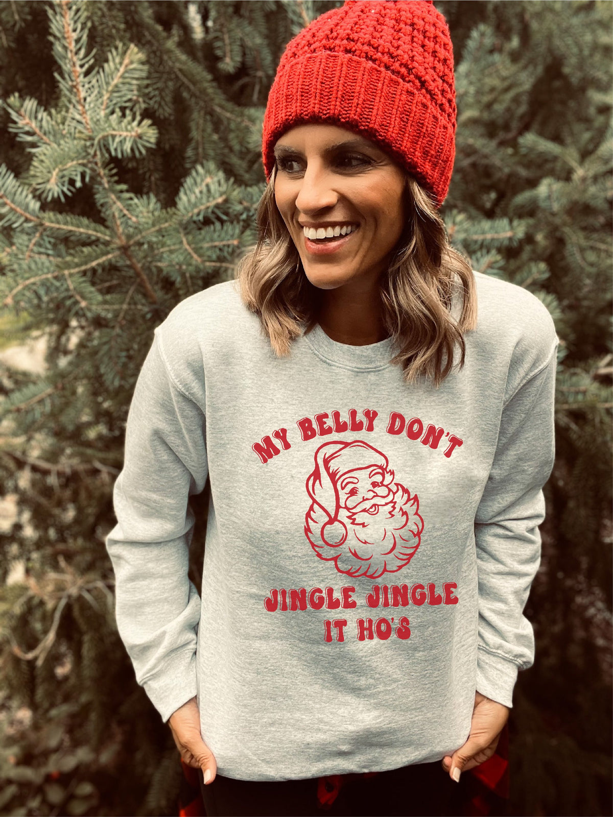 My belly don't jingle jingle basic sweatshirt Holiday sweatshirt Gildan 18000 sweatshirt Ash XS 
