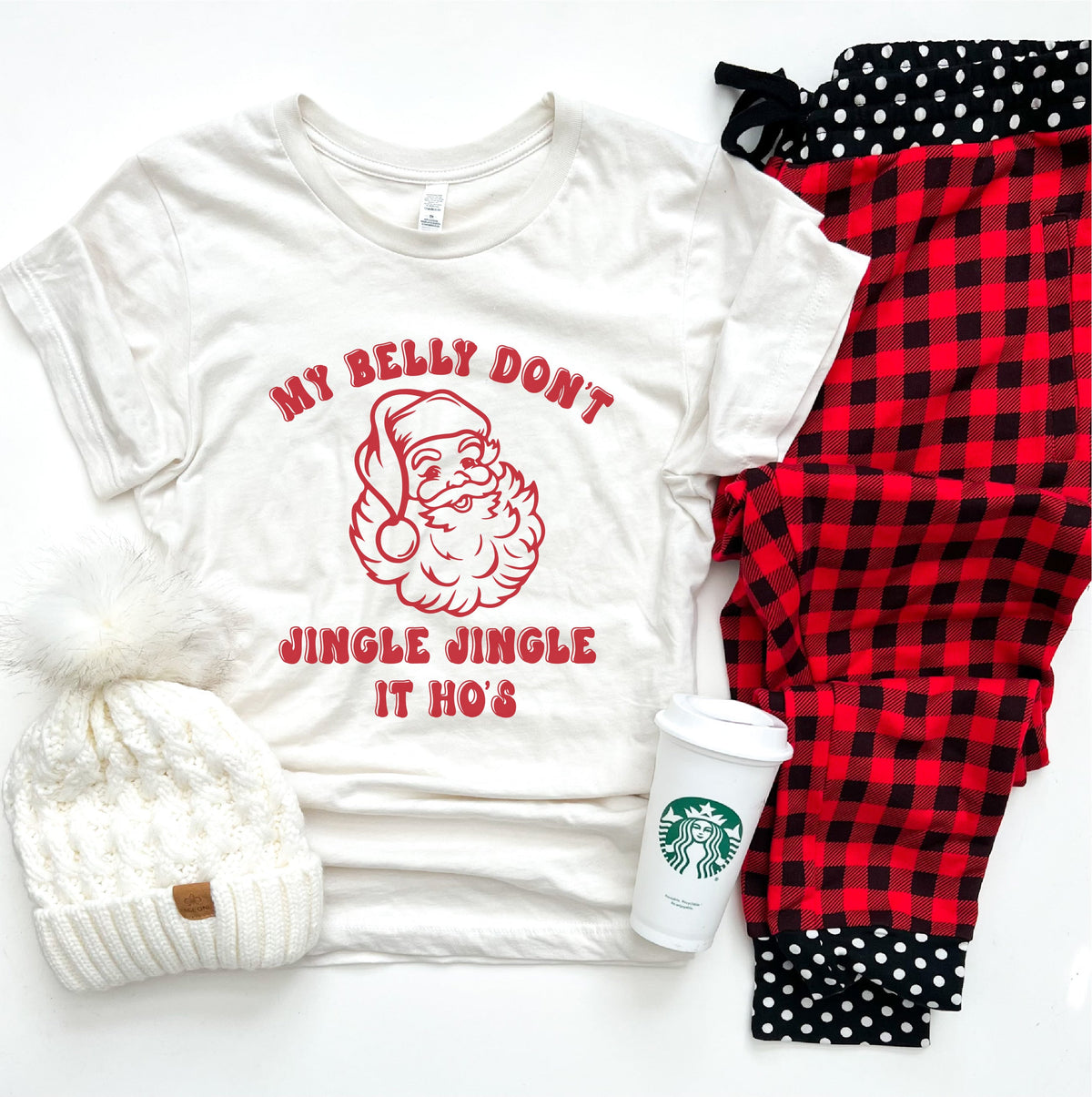 My belly don't jingle jingle tee Short sleeve holiday tee Bella Canvas 3001 grass green 