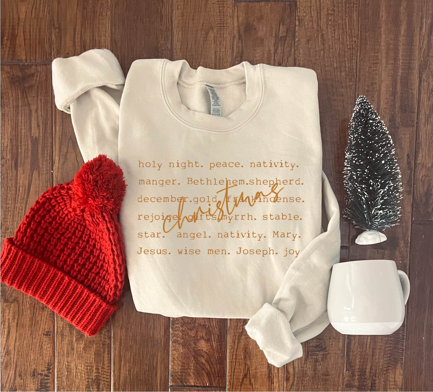 Nativity words basic sweatshirt Holiday sweatshirt Gildan 18000 sweatshirt 