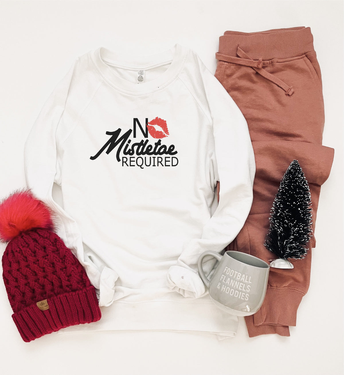 No mistletoe required French Terry raglan Short sleeve holiday tee Independent Trading and Cotton heritage French Terry raglan XS White 