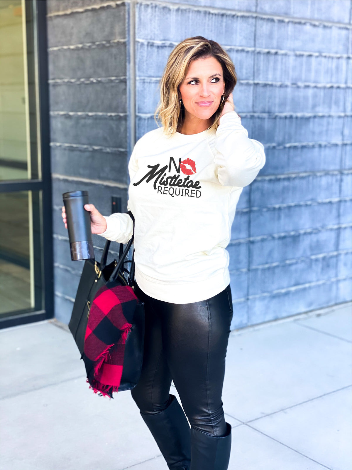 No mistletoe required French Terry sweatshirt Short sleeve holiday tee Bella Canvas 3001 