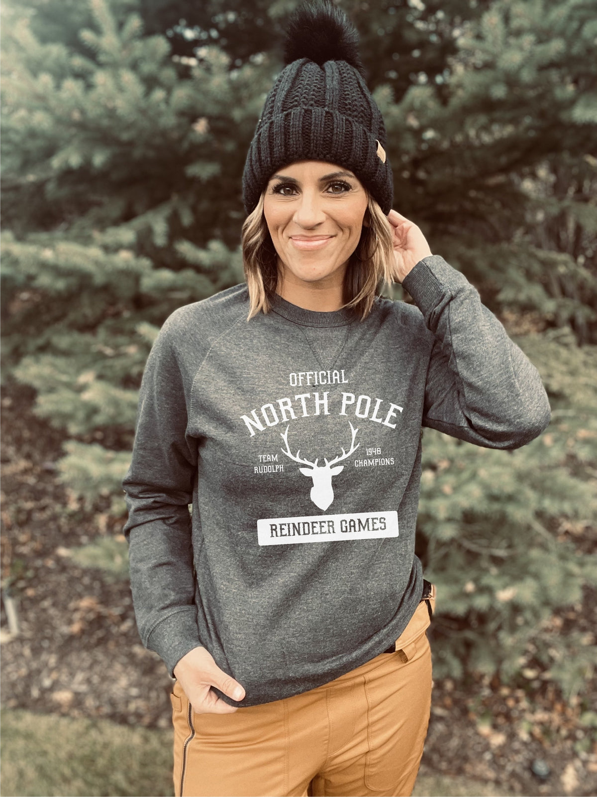 North Pole french terry raglan sweatshirt Holiday French Terry raglan Cotton heritage and lane seven French Terry raglan XS Charcoal 