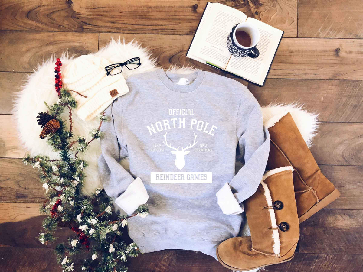 North Pole sweatshirt Holiday sweatshirt Lane seven unisex sweatshirt S Heather Grey 
