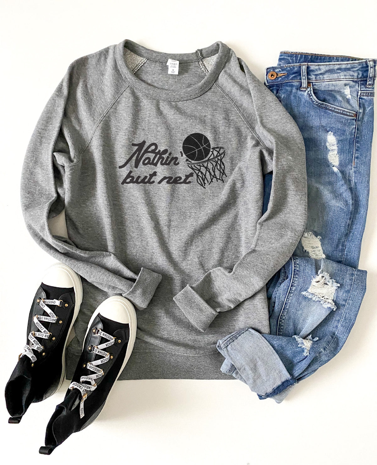 Nothin&#39; but net french terry raglan Sports French Terry raglan Cotton heritage and lane seven French Terry raglan Heather grey XS 