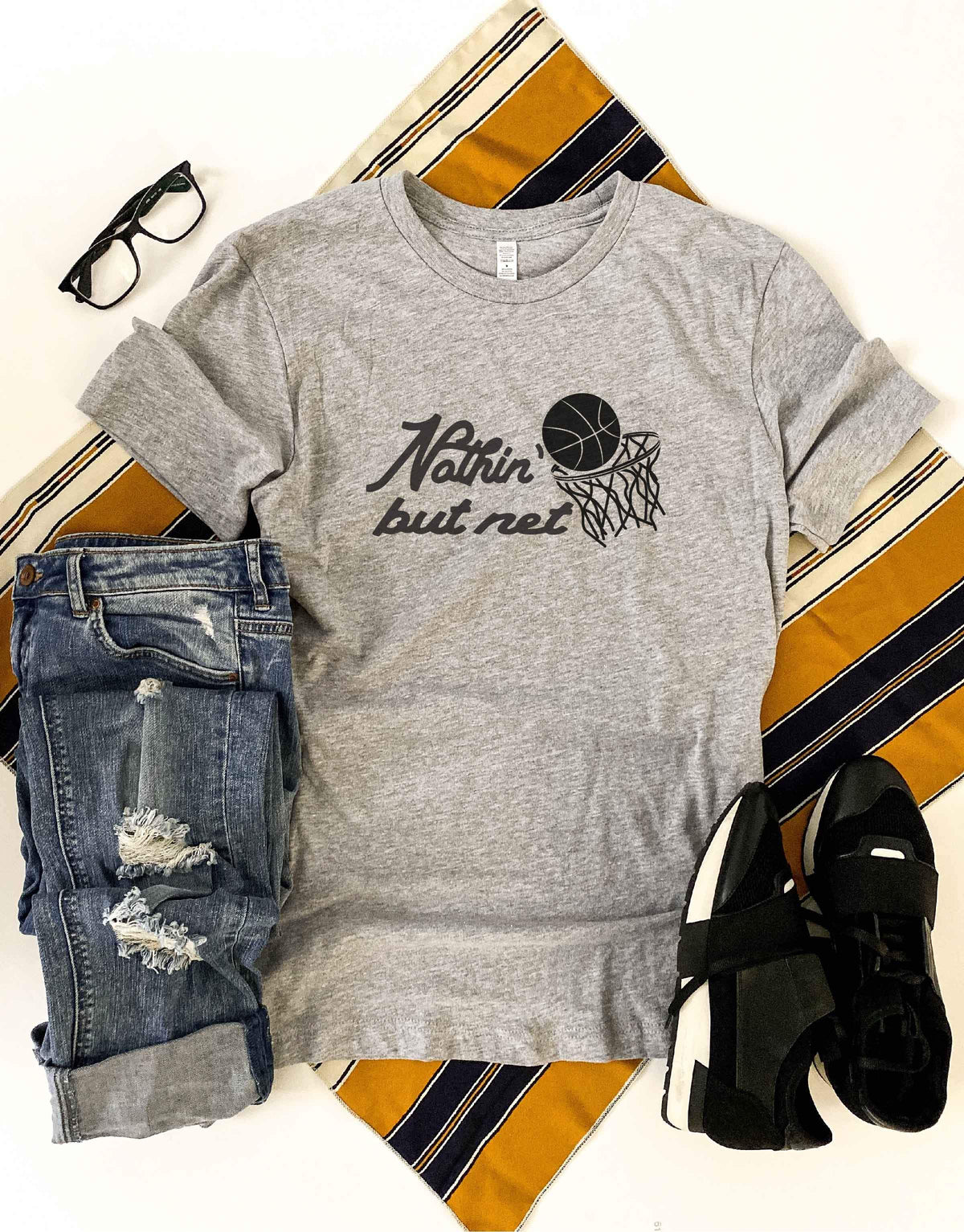 Nothin' but net tee Short sleeve basketball tee Bella Canvas 3001 