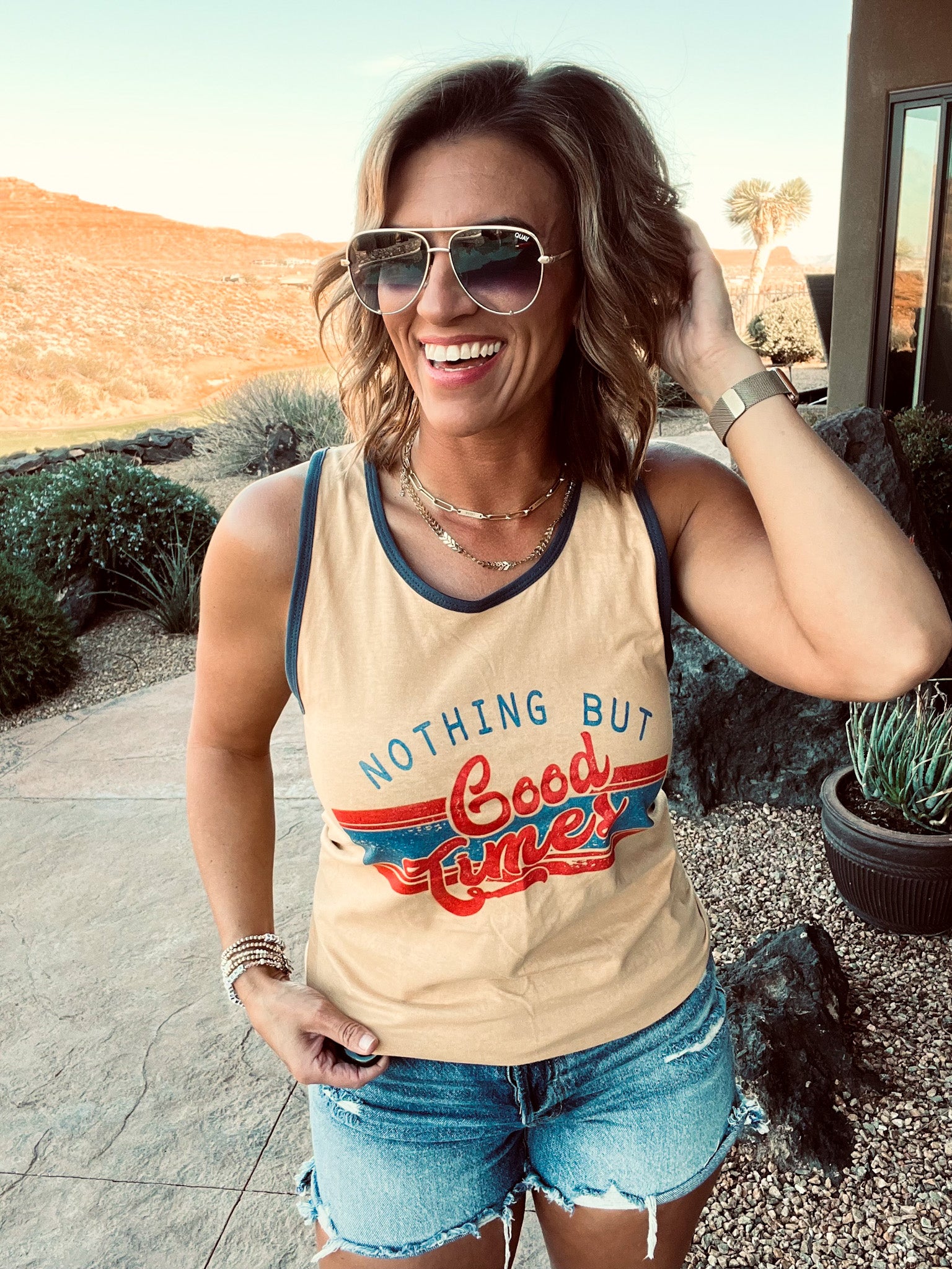 Nothing but good times unisex ringer tank Patriotic tank Cotton heritage m1792 