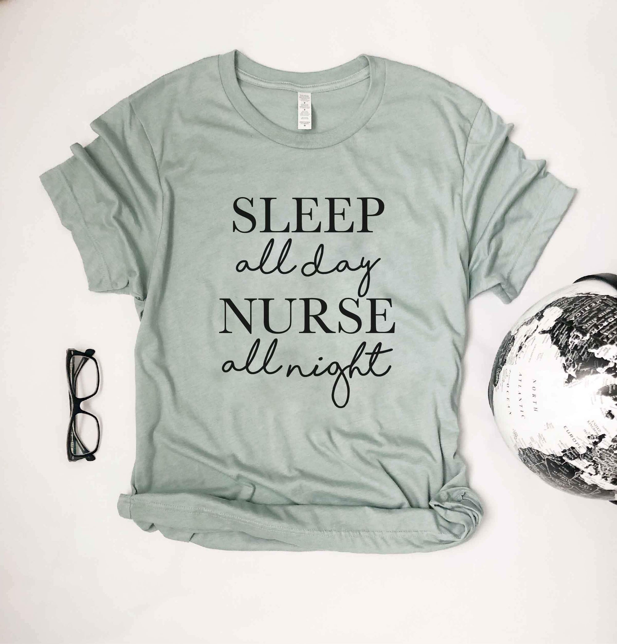 Nurse all night tee Short sleeve nurse tee Bella Canvas 3001 
