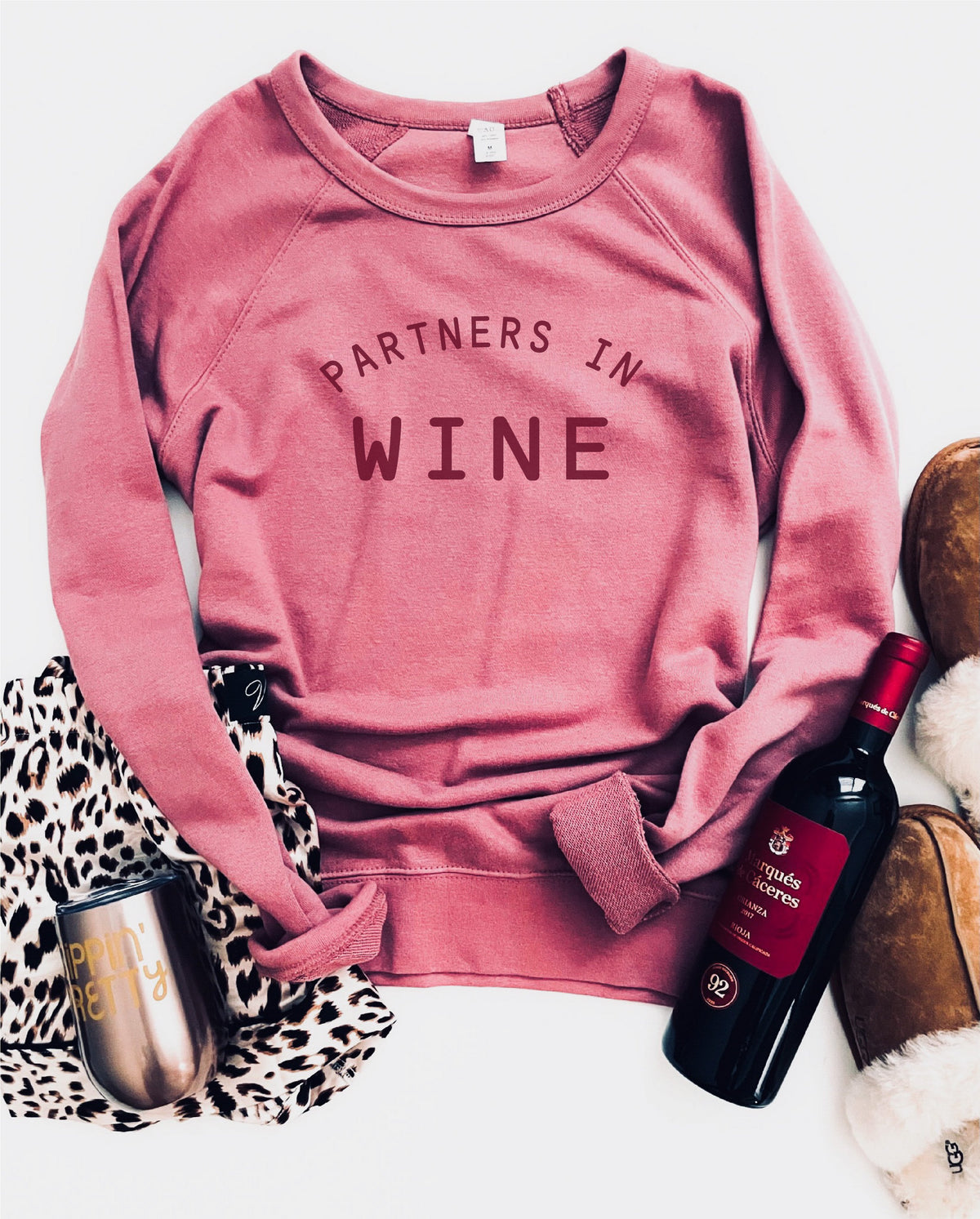 Partners in wine french terry raglan sweatshirt Fall French Terry raglan Independent trading ss1000c XS Mauve 