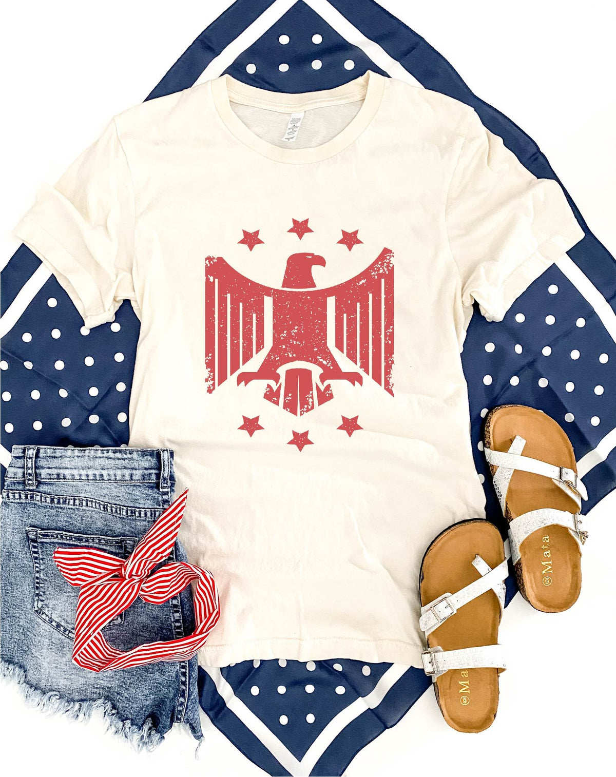 Patriotic Eagle tee Short sleeve patriotic tee Bella Canvas 3001 Natural 