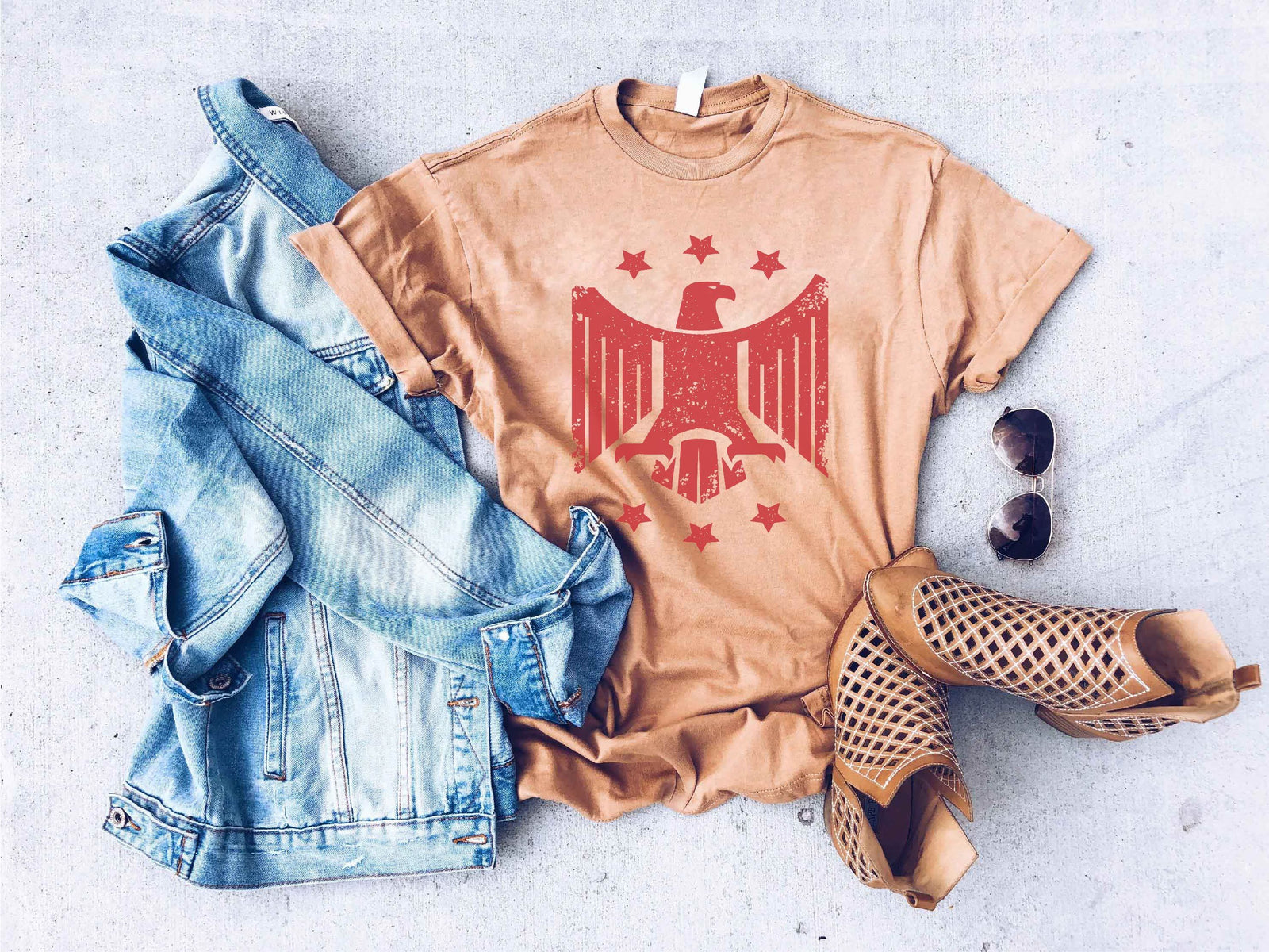 Patriotic Eagle vintage wash tee Short sleeve patriotic tee Lane Seven vintage tee 