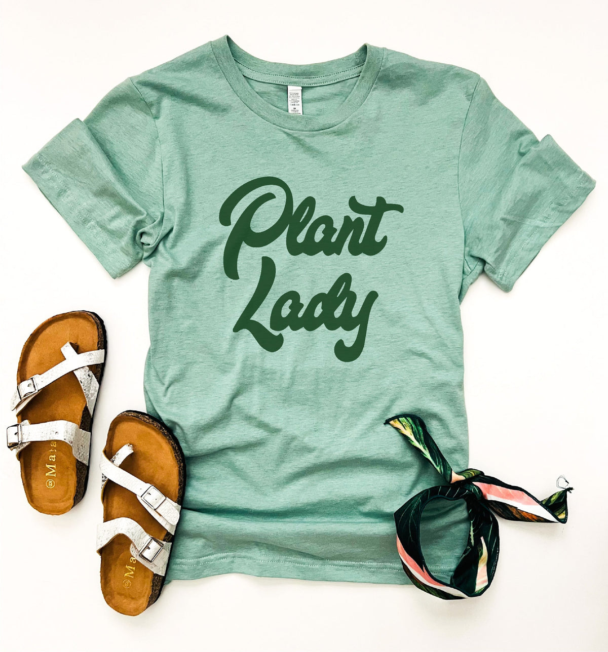 Plant lady tee Short sleeve miscellaneous tee Bella Canvas heather sage green 