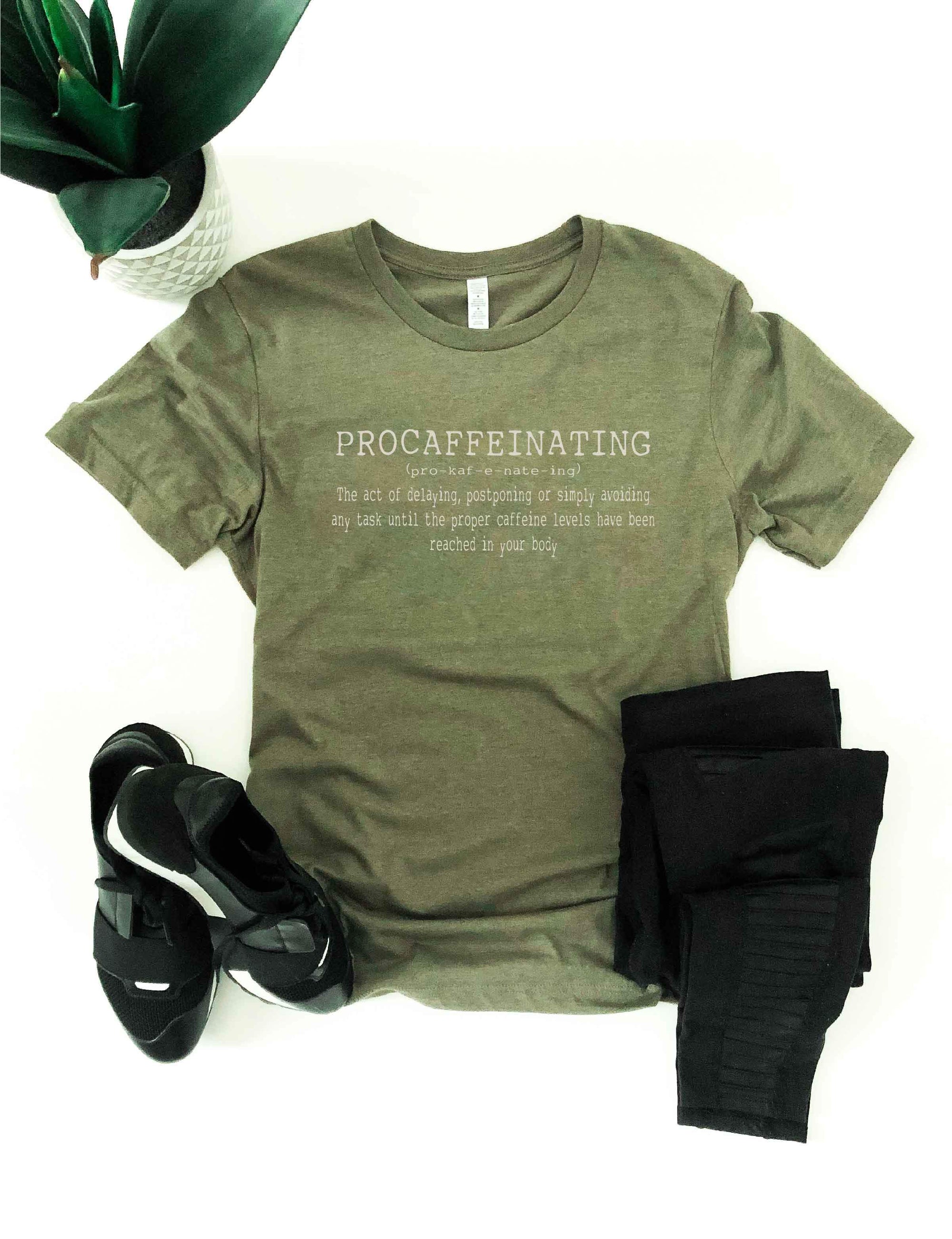 Procaffeinating crew neck tee Short sleeve miscellaneous tee Bella Canvas 3001 XS Black 