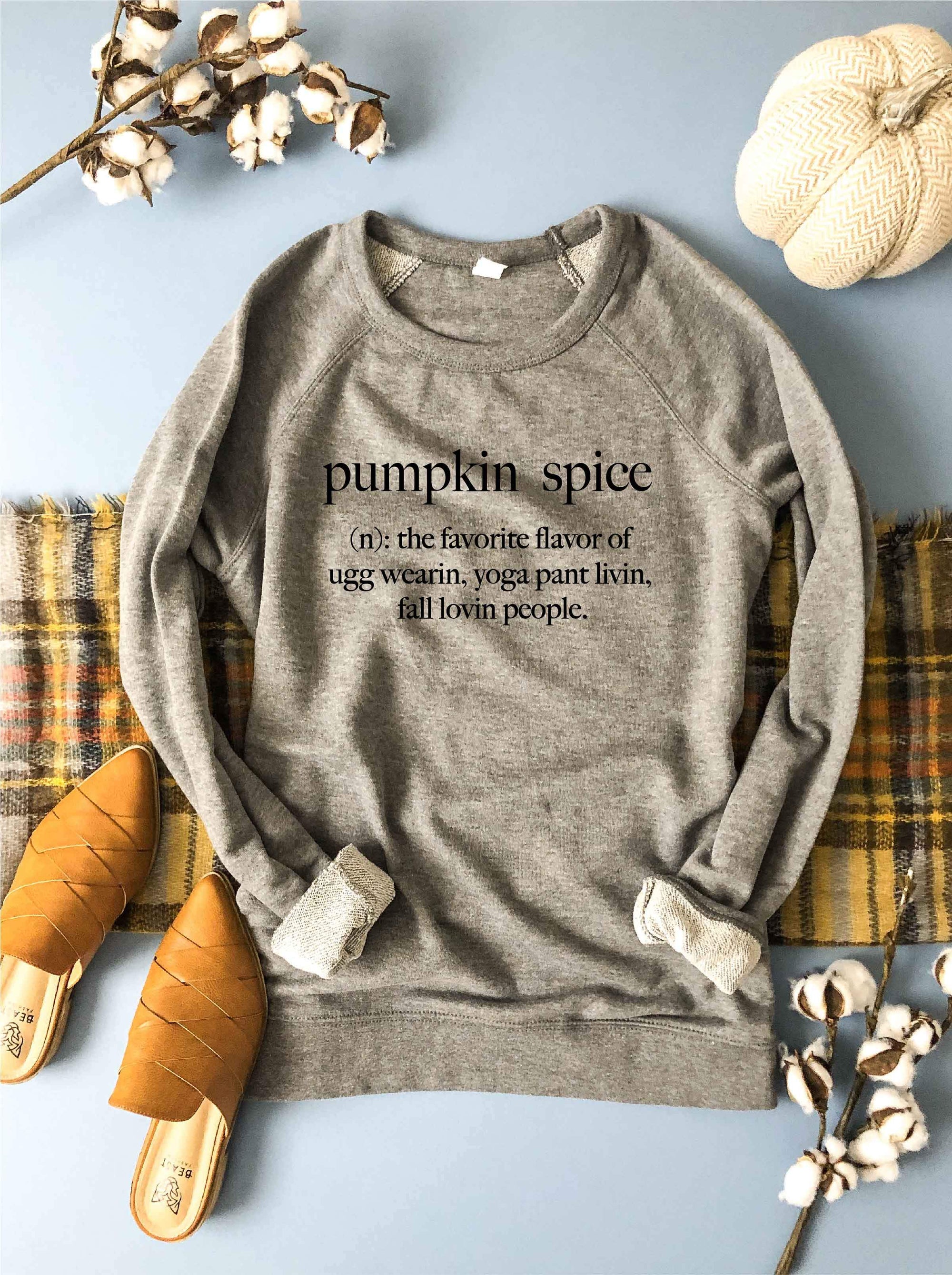 Pumpkin spice definition raglan Fall Sweatshirt Cotton heritage unisex French Terry- rust 3XL Heather grey 