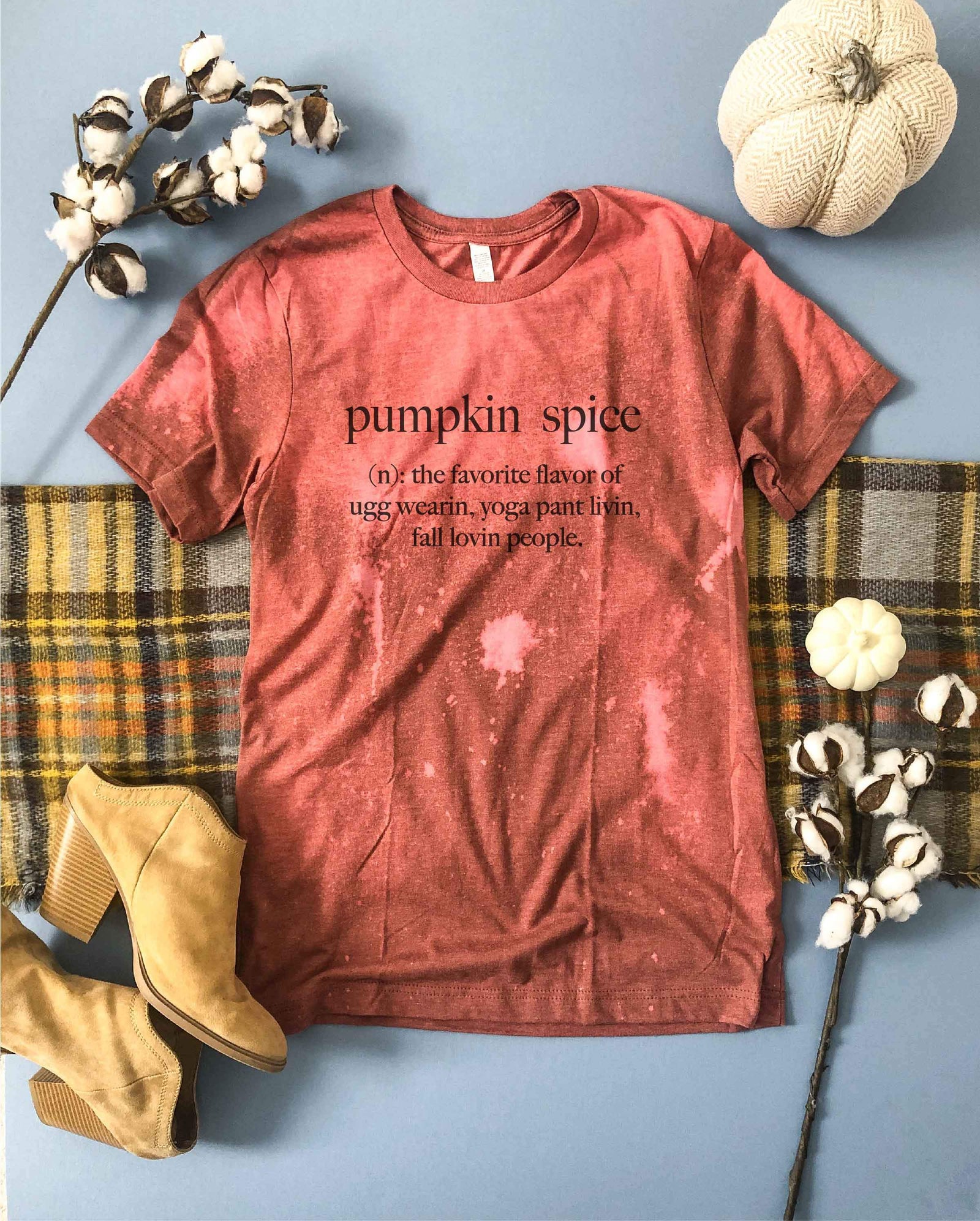Pumpkin spice definiton bleached tee Fall bleached tee Bella canvas 3001 heather clay bleached 