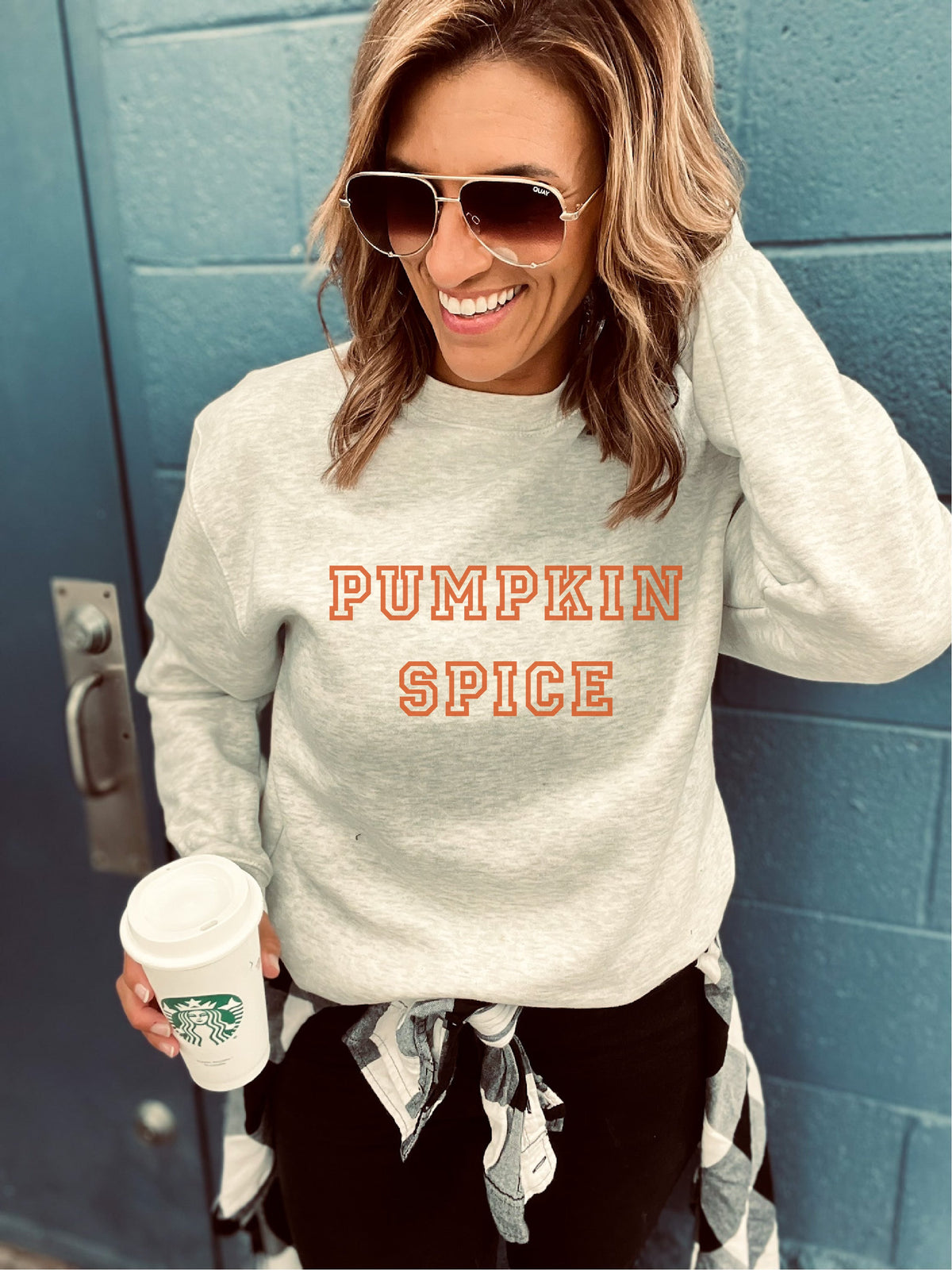 Pumpkin spice fleece sweatshirt Holiday French Terry raglan Lane seven fleece sweatshirt 