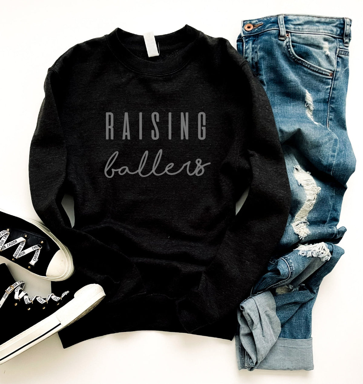 Raising ballers basic sweatshirt Basketball sweatshirt Gildan 18000 sweatshirt 