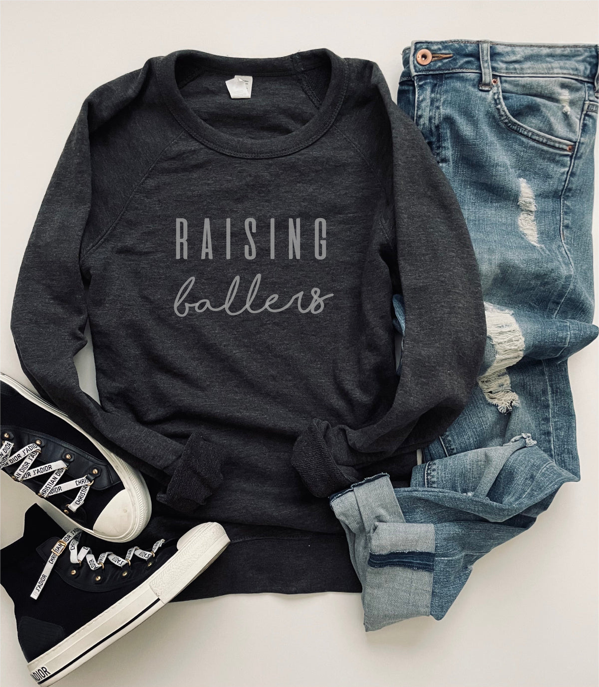 Raising ballers french terry raglan Sports French Terry raglan Lane seven French Terry raglan XS Charcoal 