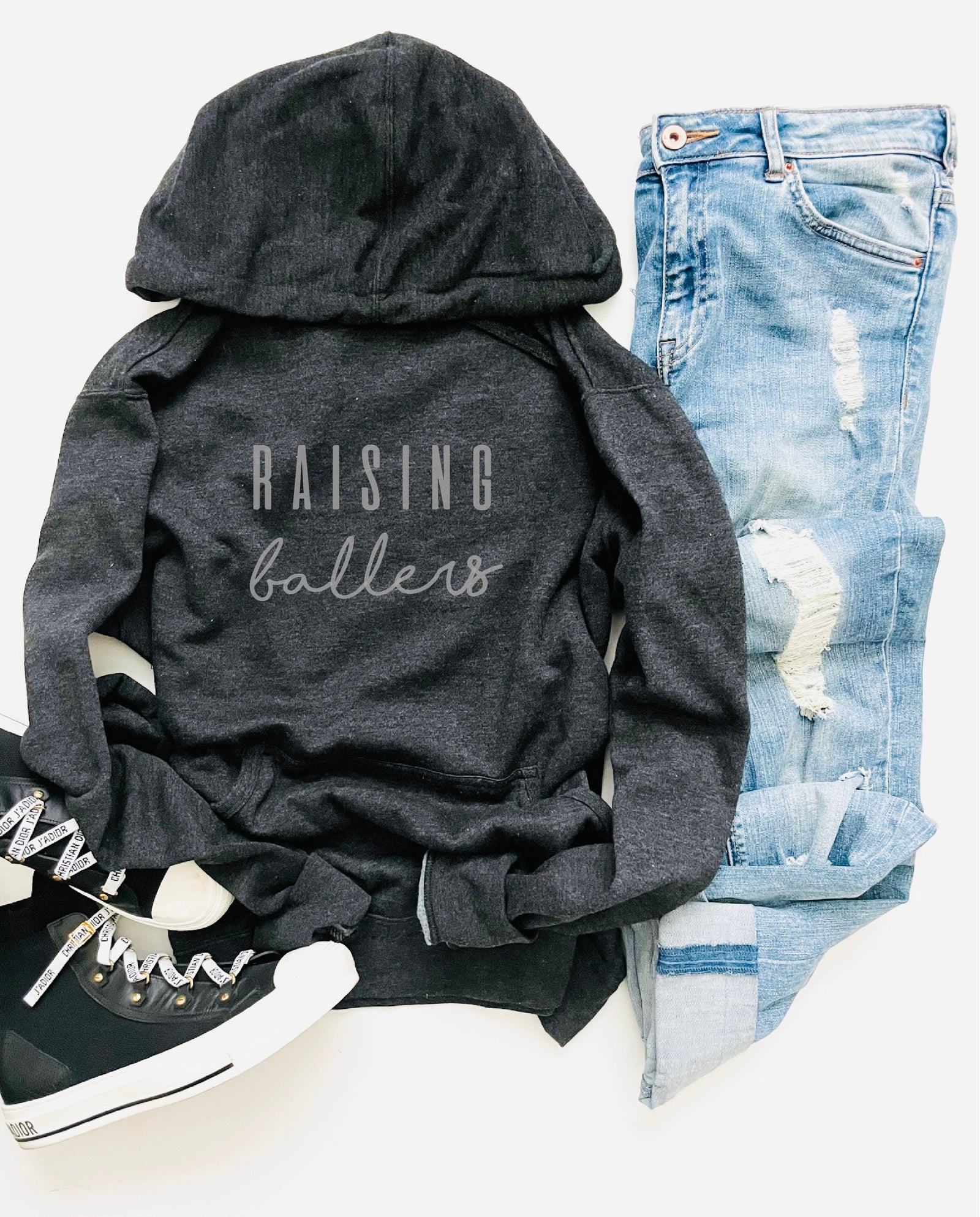 Raising ballers hoodie Basketball hoodie Lane seven unisex hoodie charcoal 