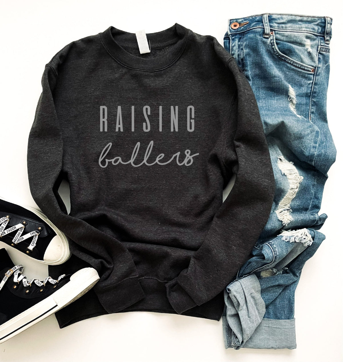Raising Ballers sweatshirt Basketball sweatshirt Lane seven unisex sweatshirt charcoal 